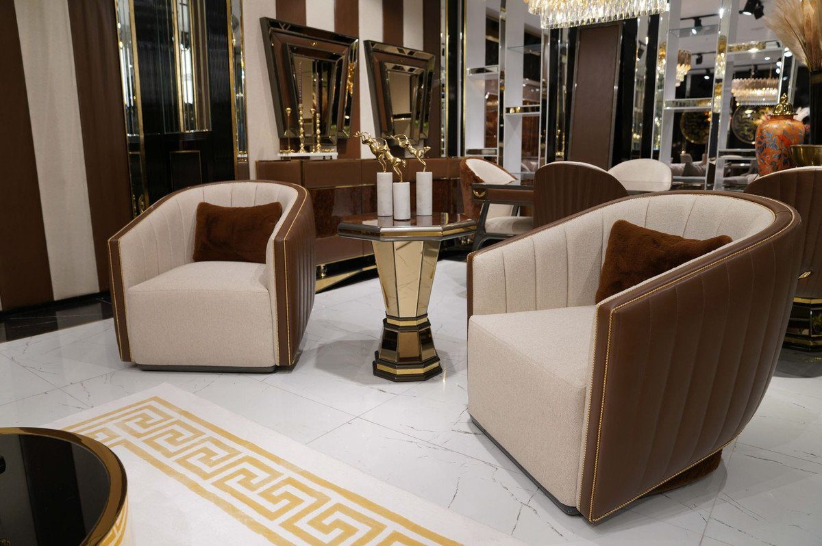 Einrichtung Wohnzimmer / Möbel eckiger Verspiegelter 8 Casa Luxus Grau Luxus / Tisch Braun Casa - Beistelltisch - Padrino Wohnzimmer Massivholz Padrino Einrichtung - - Luxus Möbel Beistelltisch Gold - Qualität Luxus -