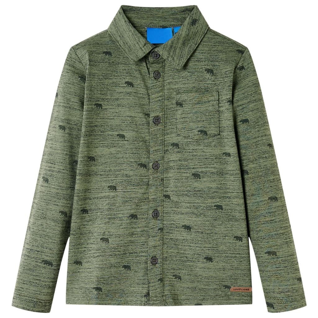 vidaXL Langarmhemd Kinderhemd Khaki Melange 116
