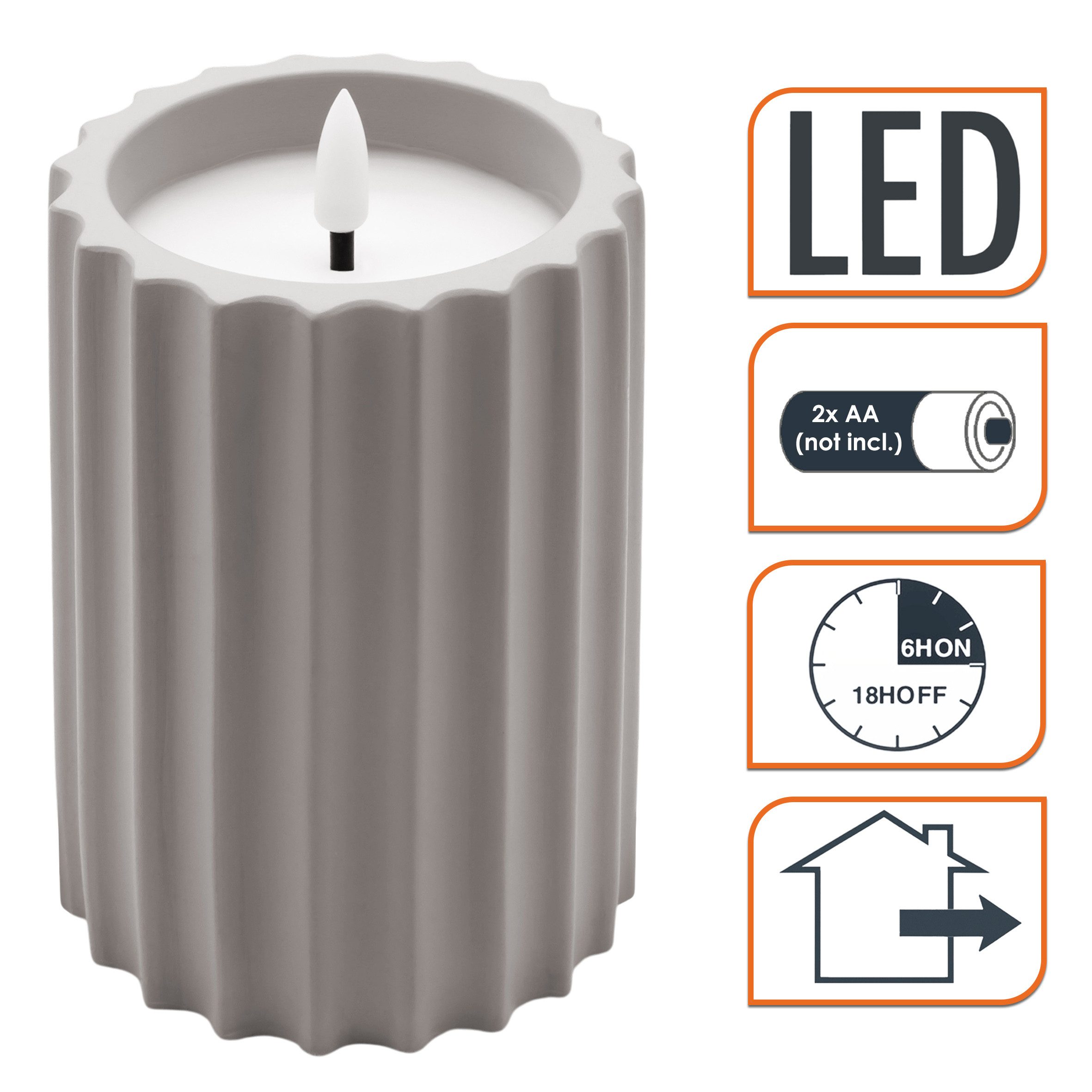 Spetebo LED-Kerze Outdoor LED Kerze Beton Design 13 x 8 cm mit Timer (Anzahl, 1-tlg., Stück), Mit IP44 Spritzwasserschutz