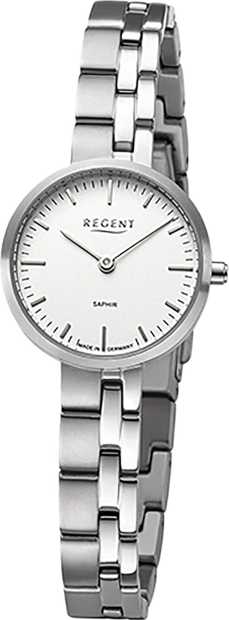 Armbanduhr Damen (ca. klein Titanbandarmband Analoganzeige, Regent Quarzuhr rund, 26mm), Regent Damen Armbanduhr