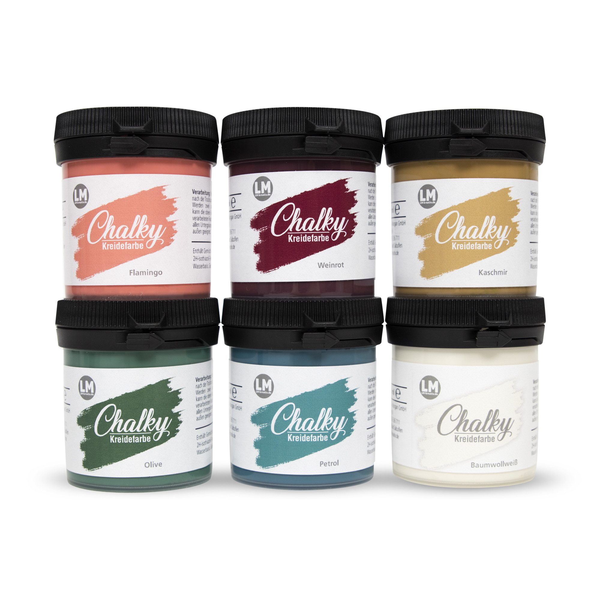 LM-Kreativ Bastelfarbe Chalky Kreidefarbe 6er-Set