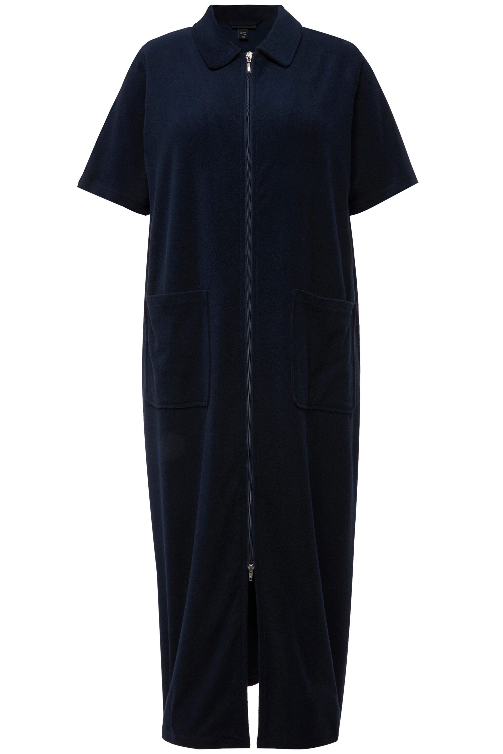 Ulla Popken Bademantel Bademantel Hemdkragen 2-Wege-Zipper günstig online kaufen