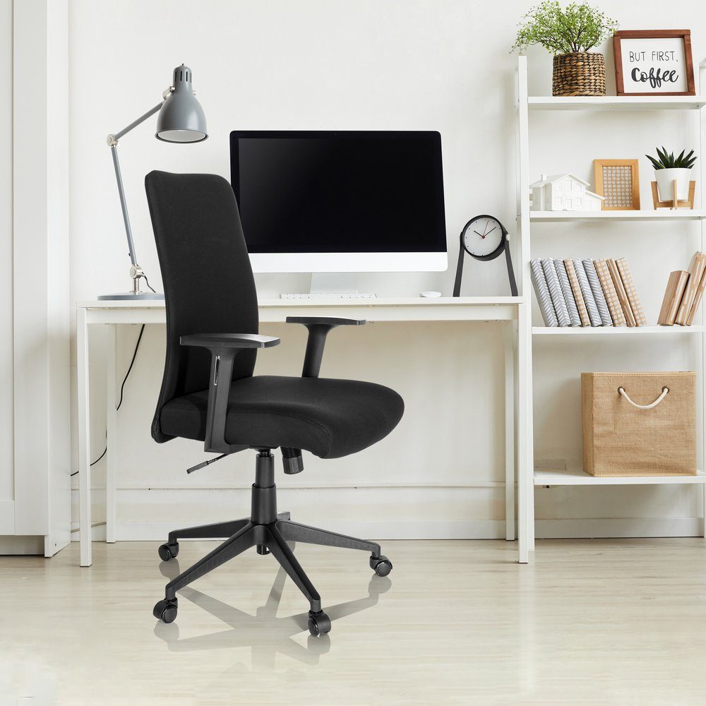 Bürostuhl Schreibtischstuhl Office Schwarz hjh (1 Drehstuhl Home ergonomisch Armlehnen Stoff I mit OFFICE St), COSIO