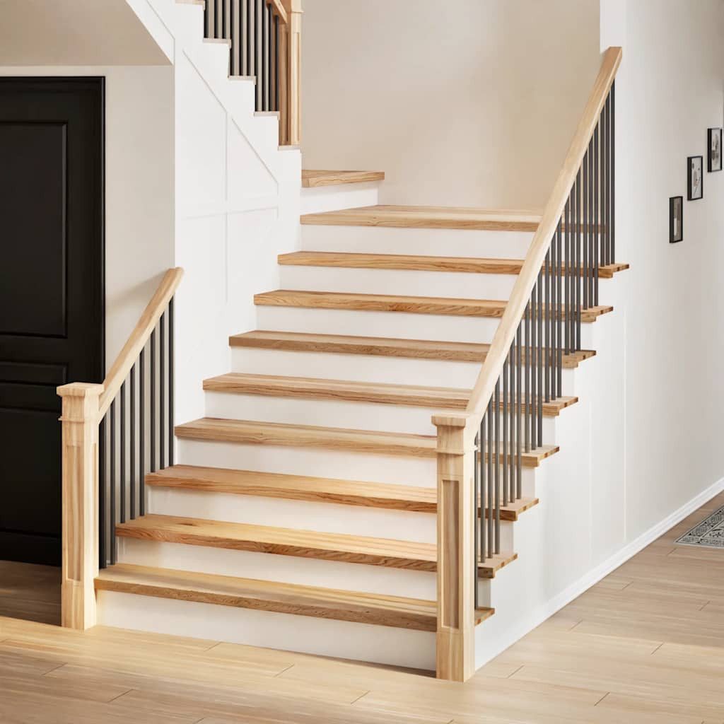 vidaXL Stufenmatte Treppenstufen 2 Stk. Unbehandelt 120x25x2 cm Massivholz Eiche, Rechteckig, Höhe: 2 mm