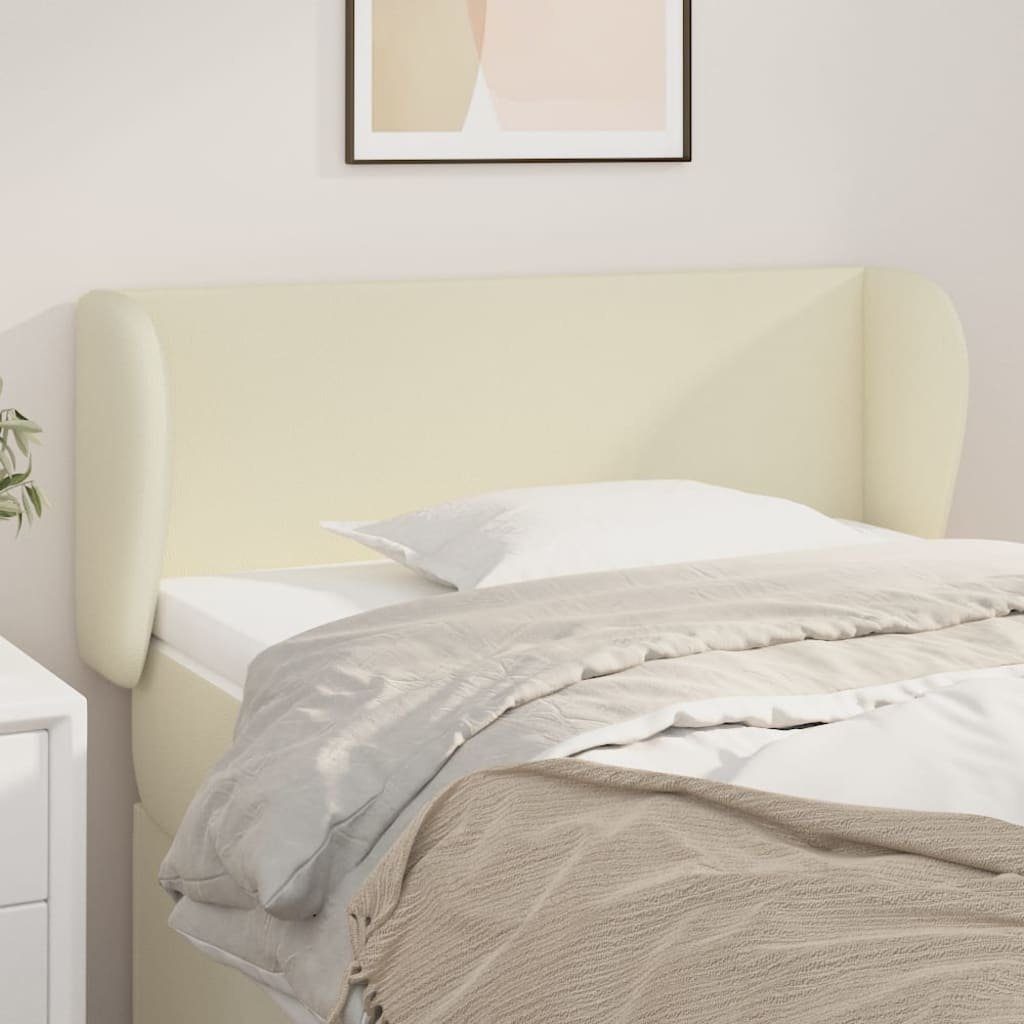 vidaXL Kopfteil Kopfteil mit Ohren 103x23x78/88 cm St) (1 Creme Kunstleder