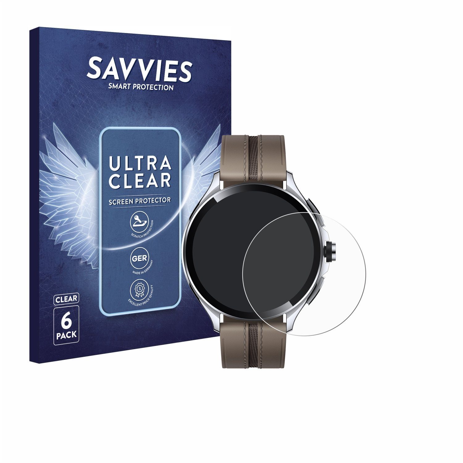 Savvies Displayschutzfolie Schutzfolie für Xiaomi Watch 2 Pro, 6 Stück, Displayschutz Schutz Folie Klar Transparent