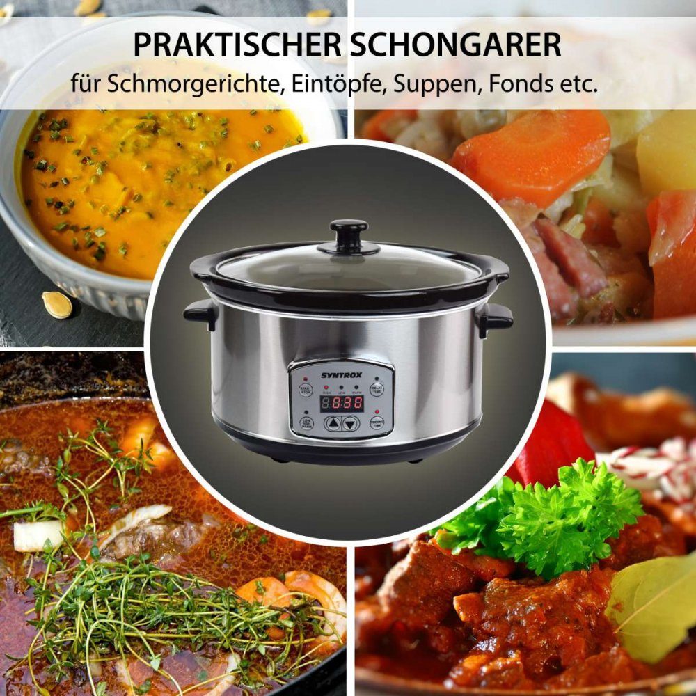 Slow Syntrox Syntrox 4,5 mit Timer Cooker Digitaler Germany Schmortopf Liter