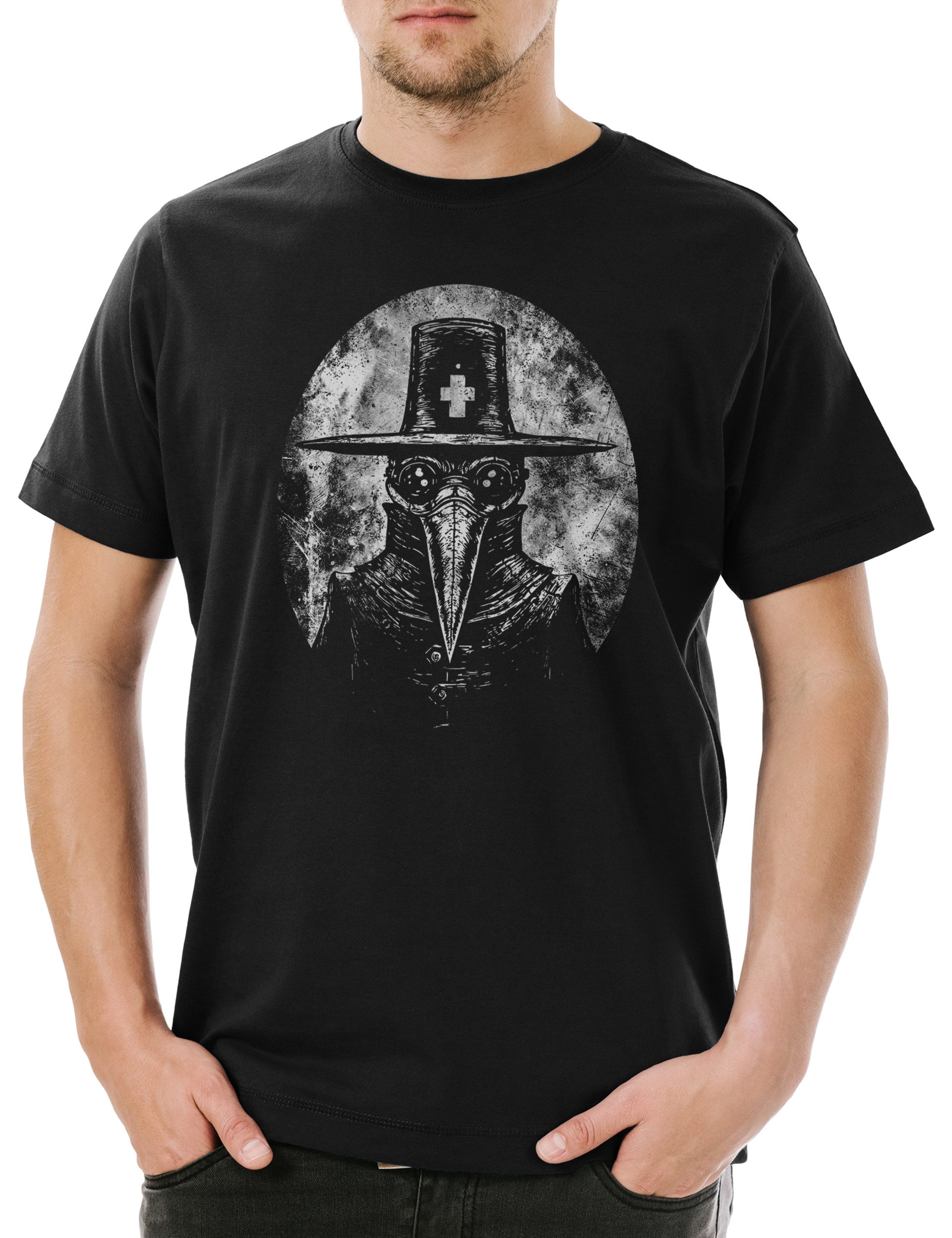 Print-Shirt Plague Doctor I Herren T-Shirt Black Death The Beulenpest Maske Pest