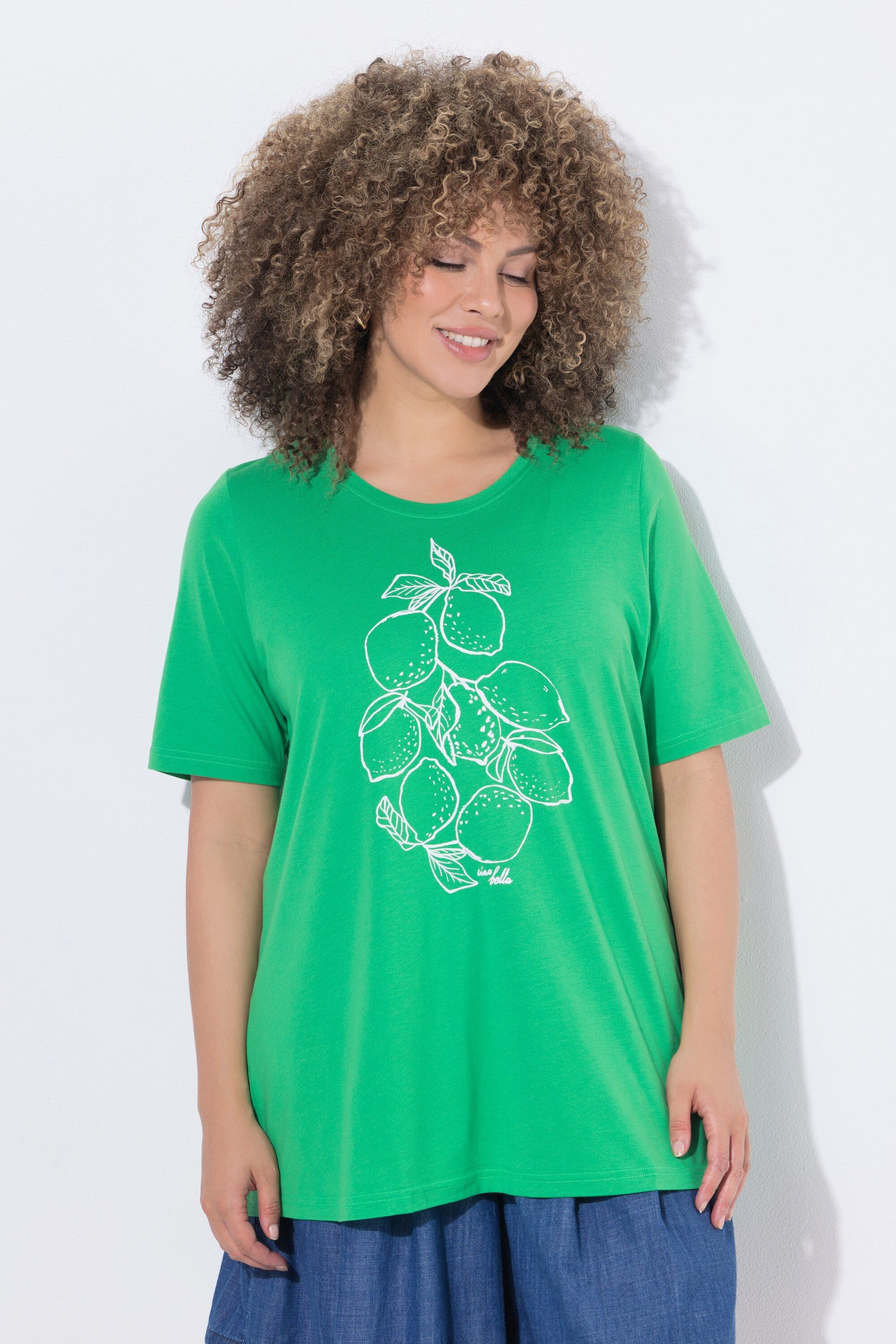 T-Shirt T-Shirt Zitrone A-Linie Rundhals Halbarm Modalmix