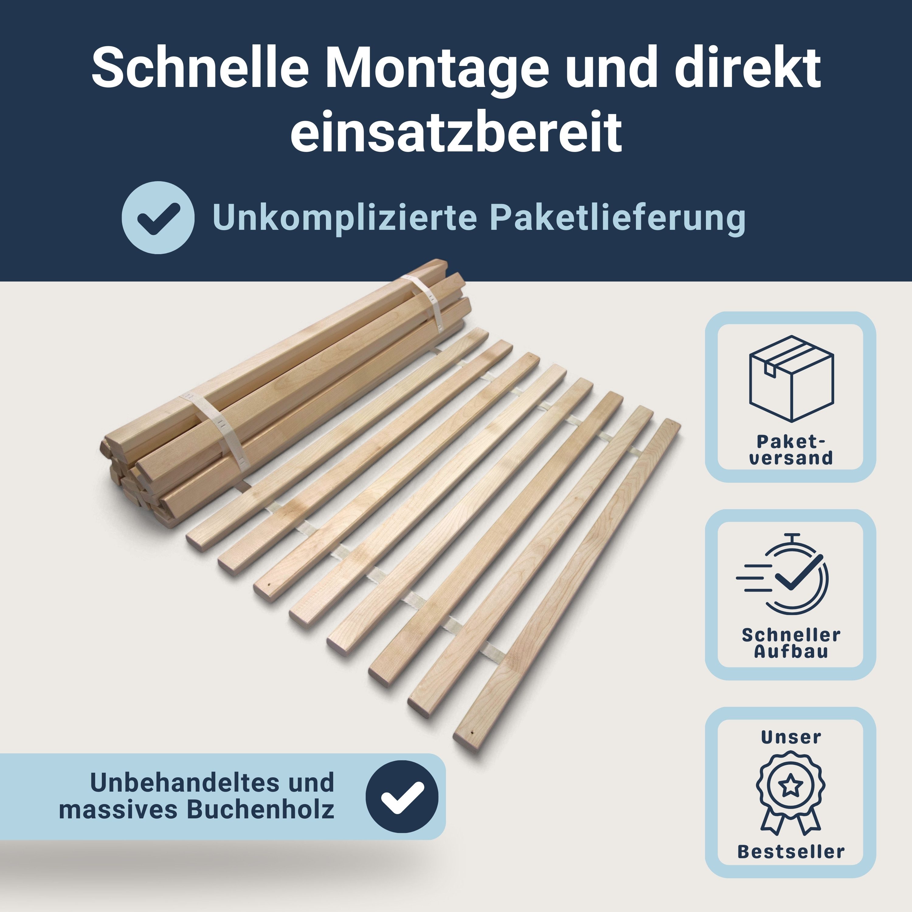 Rollrost MaDeRa Rollrost XXL, MaDeRa, Kopf- und Fußteil nicht verstellbar, besondere Langlebigkeit, stabil