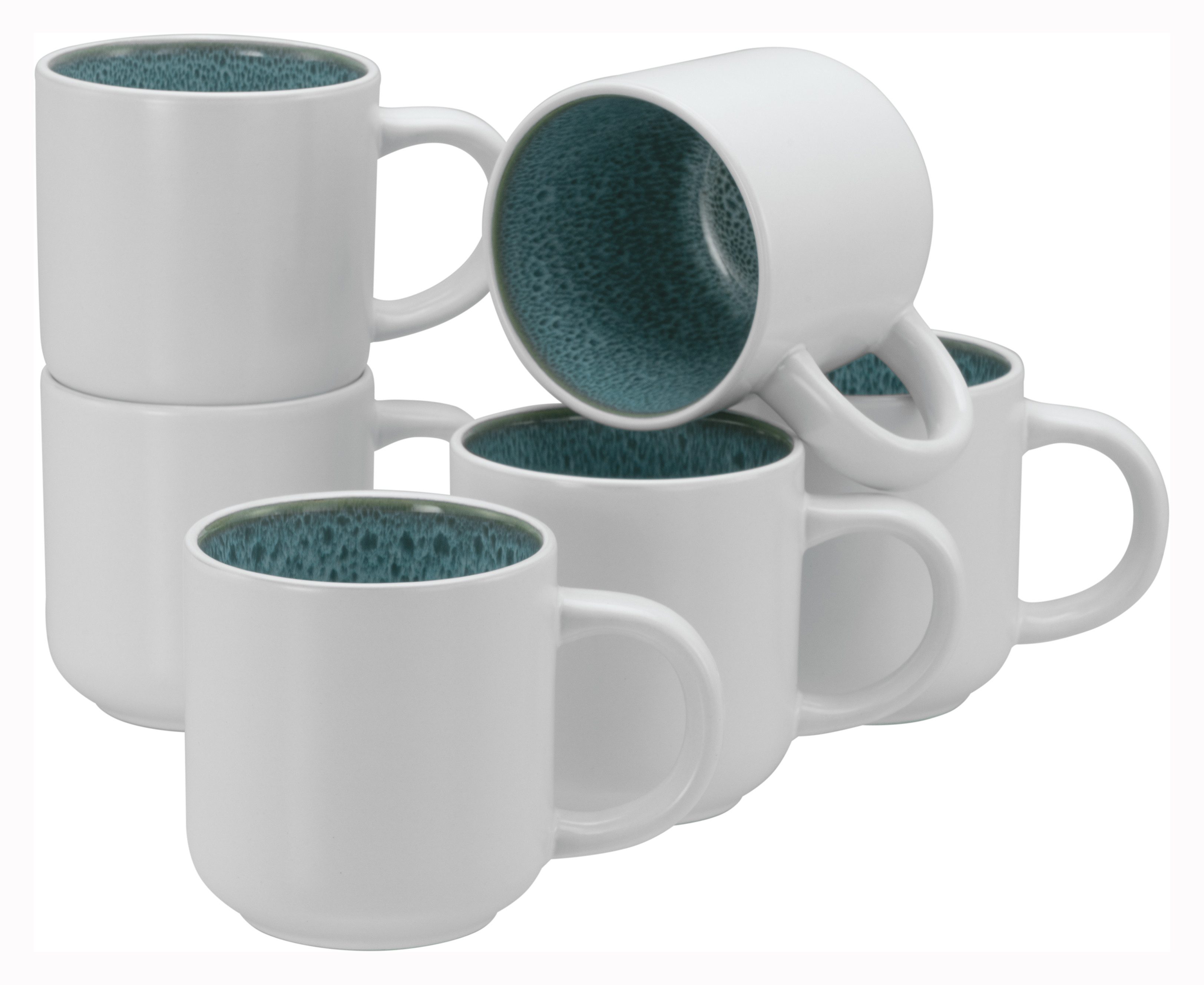 OTTO home Becher modernes 6-teiliges Kaffeebecher-Set Novalee, 6-tlg., Steinzeug, hohe Haltbarkeit, spülmaschinen- & mikrowellengeeignet, Reaktivglasur
