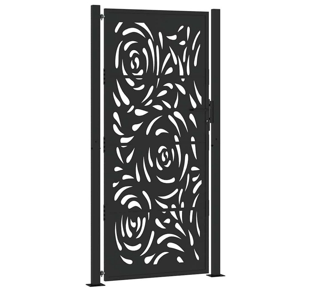 Thumbnail - vidaXL Gartentor, Gartentor Schwarz 105x205 cm Stahl Flammen-Design