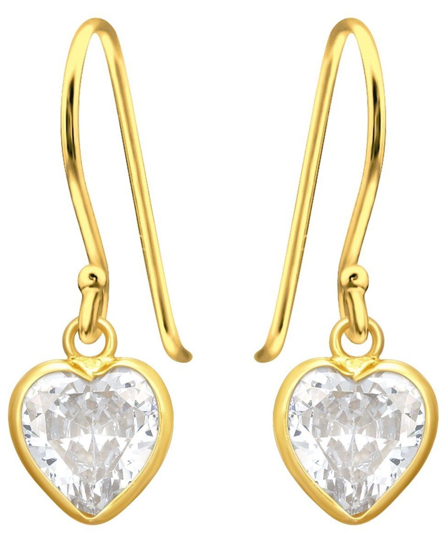 Goldene Hufeisen Paar Серьги-крючки Strahlende Eleganz Herz-Ohrringe Gold, 07302 (1 Paar, inkl. Etui), 925 Silber (Sterlingsilber), vergoldet, Hypoallergen