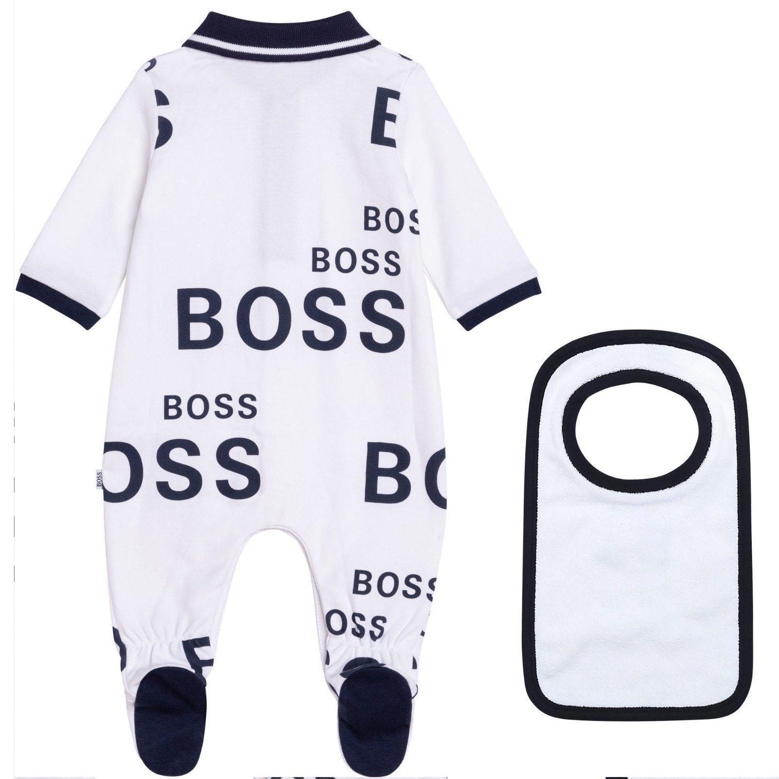 Strampler Lätzchen Kombination Baby BOSS Logo allover Neugeborenen-Geschenkset BOSS