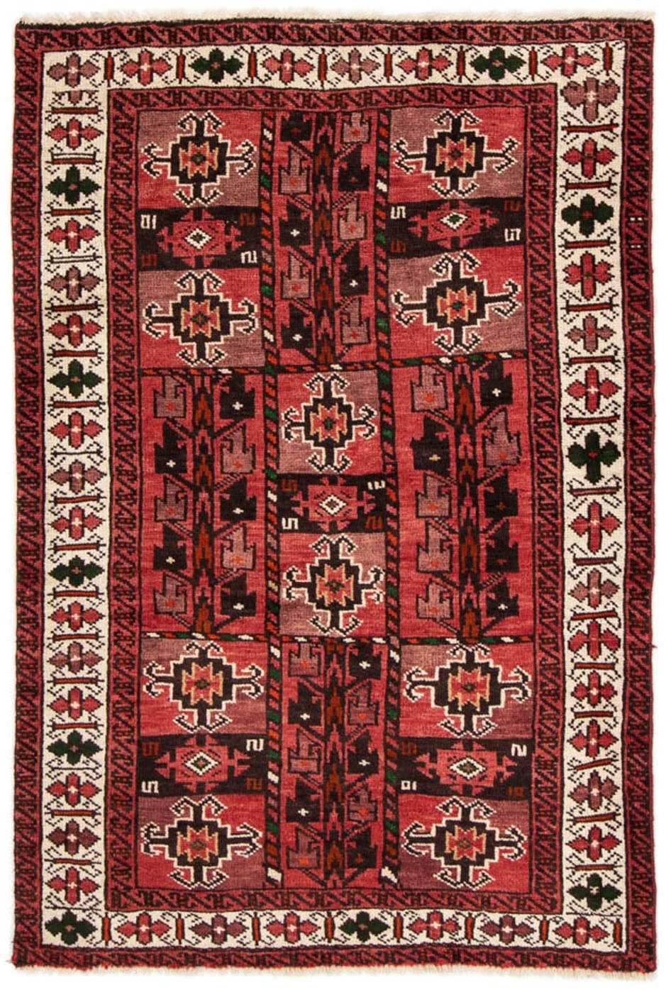 rechteckig, Durchgemustert 114 cm, morgenland, 8 Handgeknüpft 185 Höhe: mm, x Wollteppich Rosso Belutsch