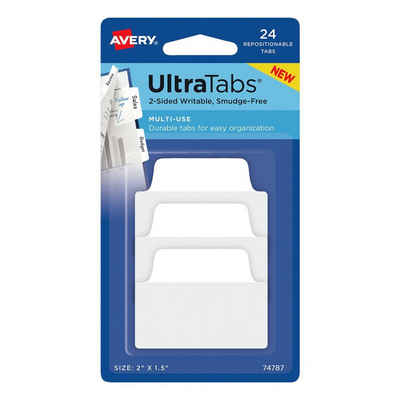 Avery Zweckform Lesezeichen UltraTabs - Weiß, beschreibbare Taben 50,8 / 38,1 mm