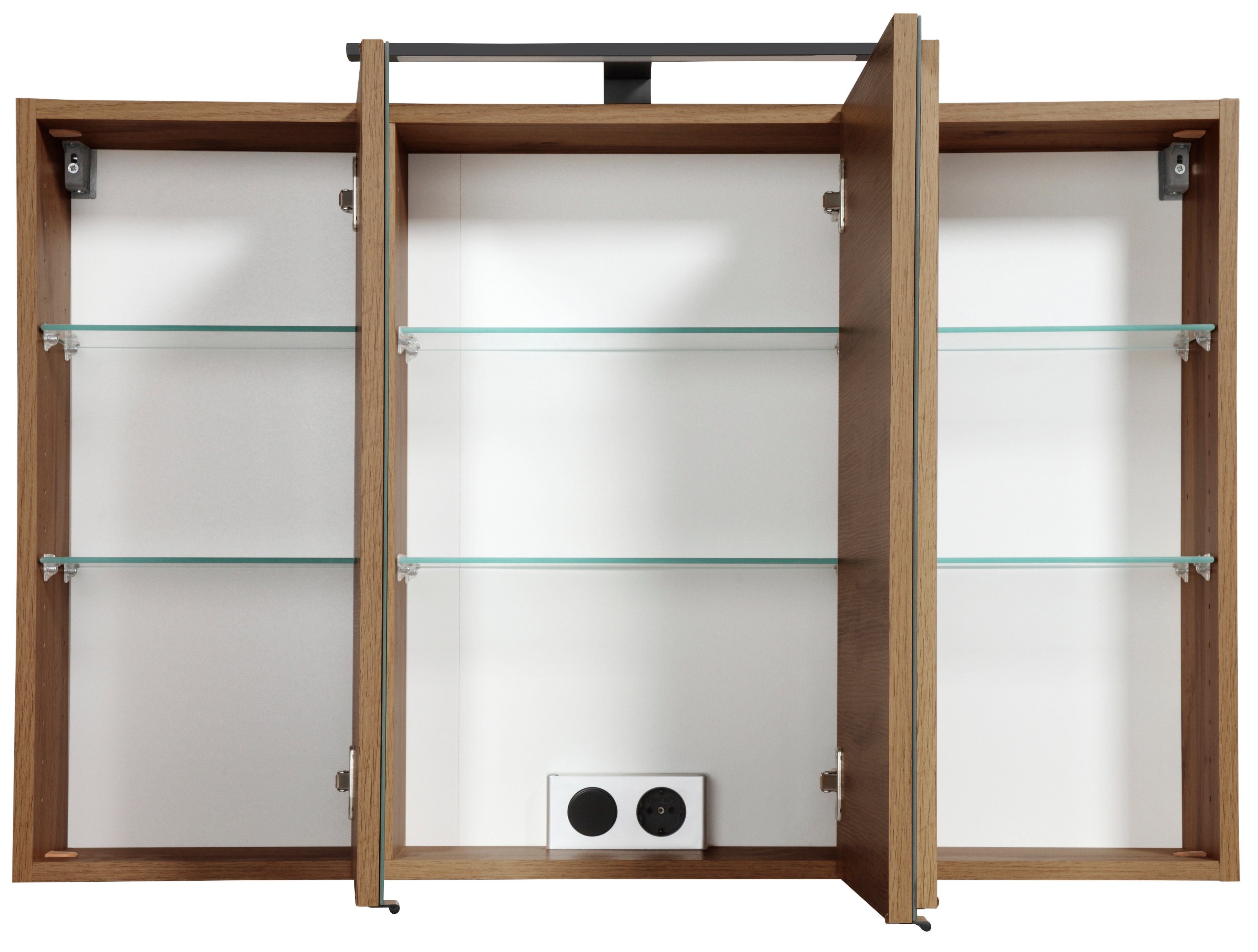 welltime Spiegelschrank Trento, verschiedene Ausführungen und Farben Breite 100 cm, mit 3D-Effekt, Spiegeltüren, Inklusive LED-Beleuchtung – Bild 4 von 5