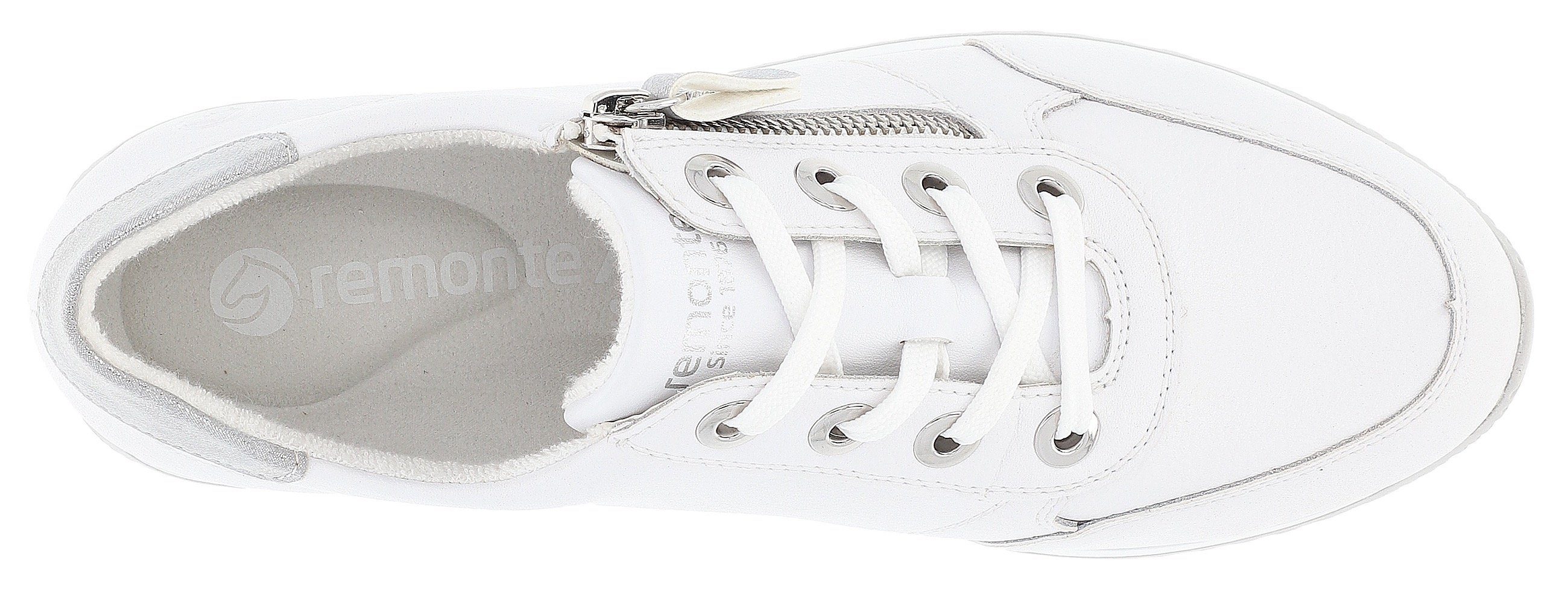 Reißverschluss seitlichem Remonte mit Sneaker weiß-ice