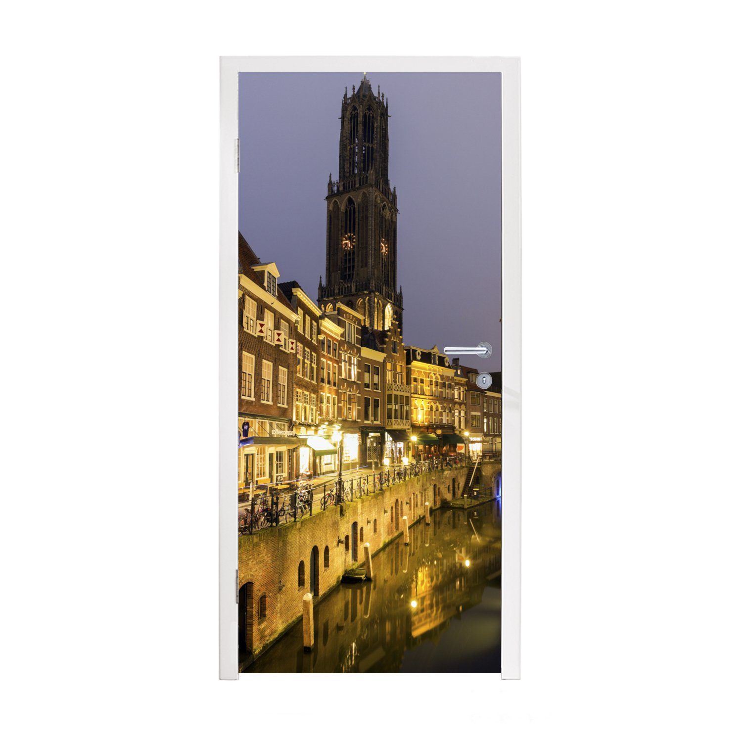 MuchoWow Türtapete Utrecht - Wasser - Licht, Matt, bedruckt, (1 St), Fototapete für Tür, Türaufkleber, 75x205 cm