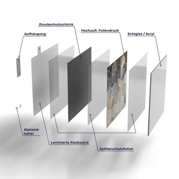 DEQORI Glasbild 'Kunstvolles Wabenmuster', 'Kunstvolles Wabenmuster', Glas Wandbild Bild schwebend modern