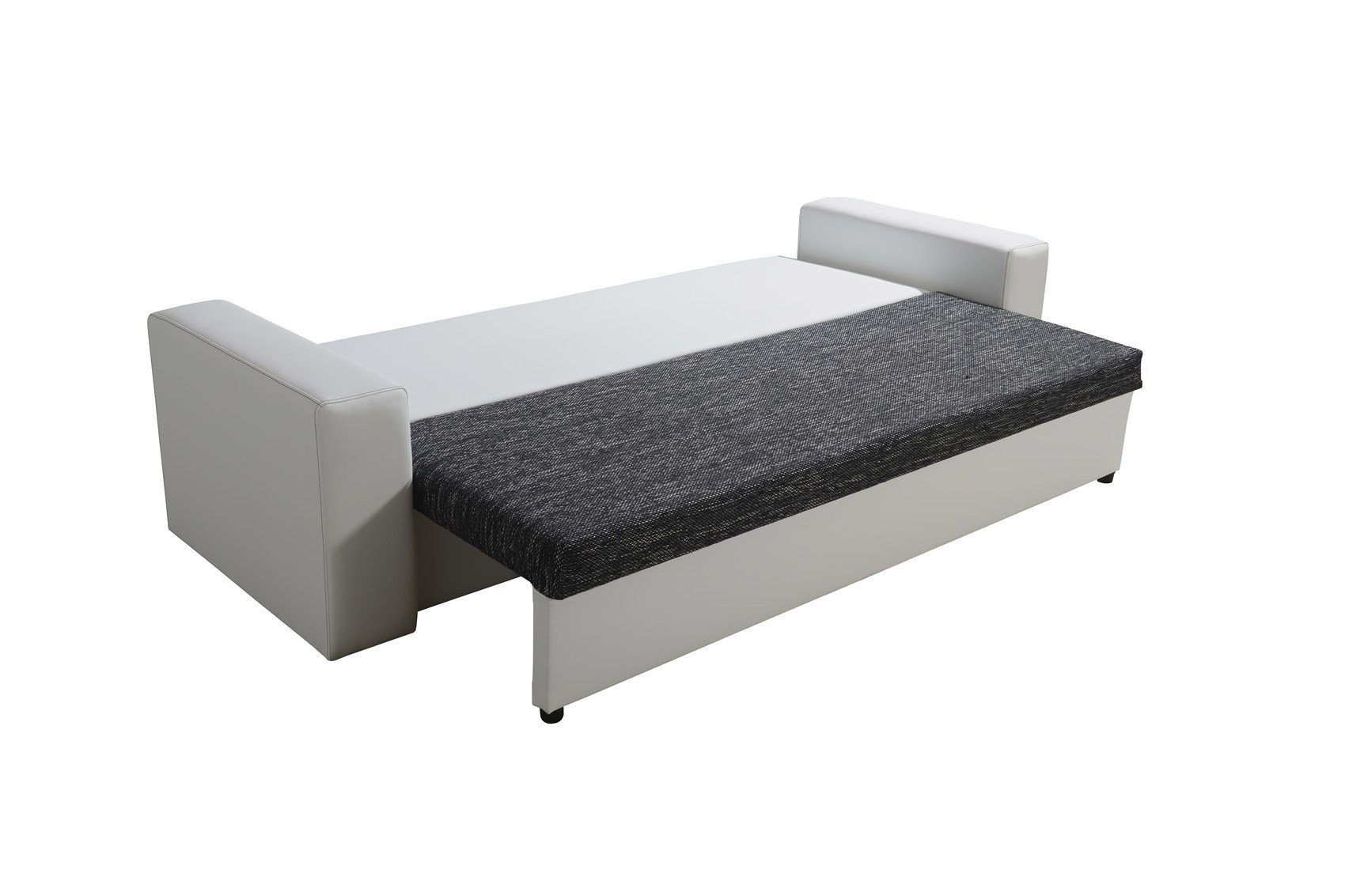 Fun Möbel mit Weiß/Beige Schlafsofa Rückenkissen Bettkasten Sofa 4 inkl. NINA, inkl. Reißverschluss