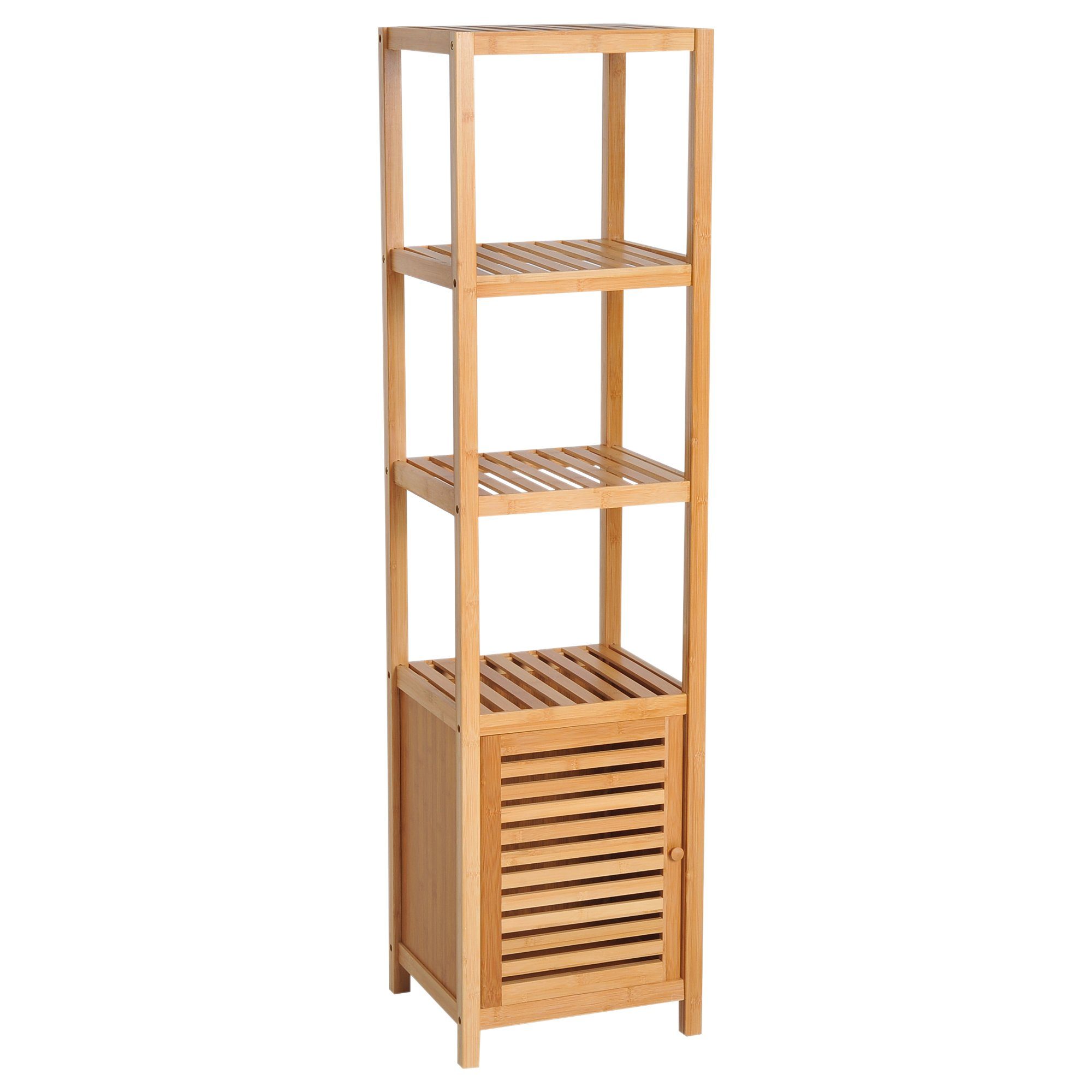 HOMCOM Badregal Badschrank Badezimmerschrank mit 3 offenen Fächern, Aufbewahrungsschrank 1-tlg., Toilettenschrank für Badezimmer, 36 x 33 x 140 cm | Regale