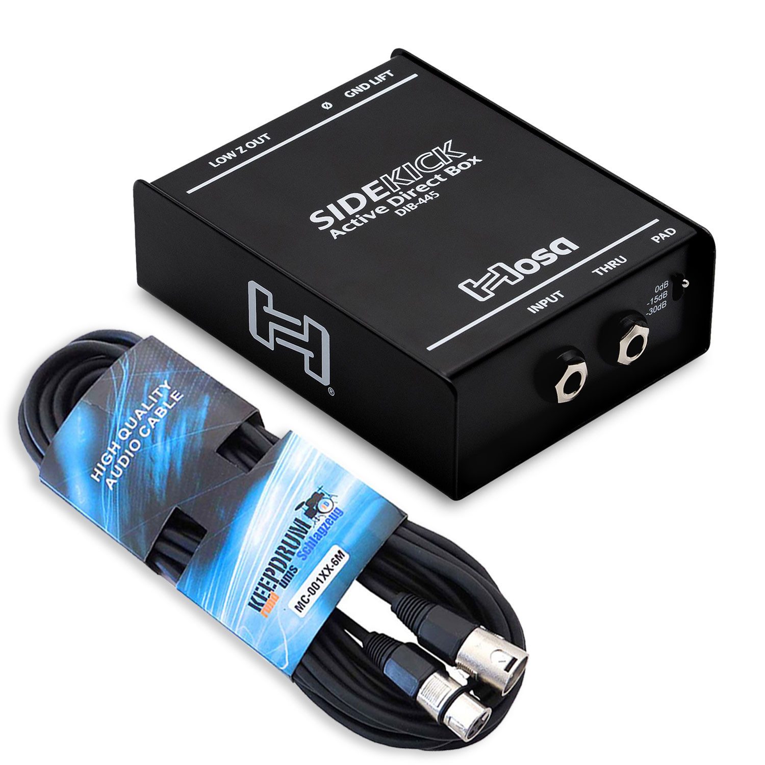 Hosa Audio Hosa DI-Box DIB-445 Sidekick aktiv mit XLR-Kabel Digitales Aufnahmegerät (Vorteils-Set mit XLR-Kabel)