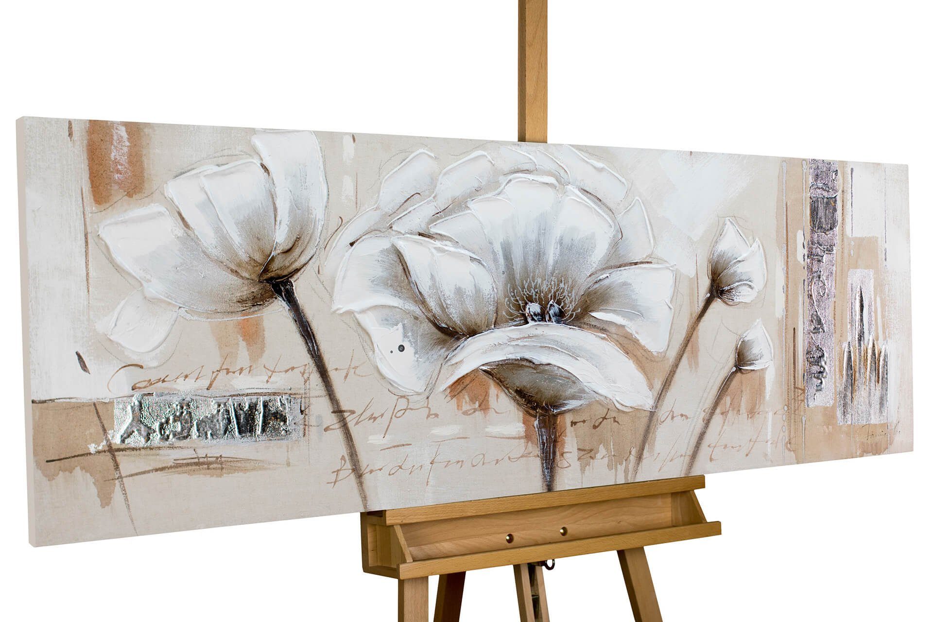 KUNSTLOFT Gemälde Verblasste Erinnerung 150x50 cm, Leinwandbild 100% HANDGEMALT Wandbild Wohnzimmer