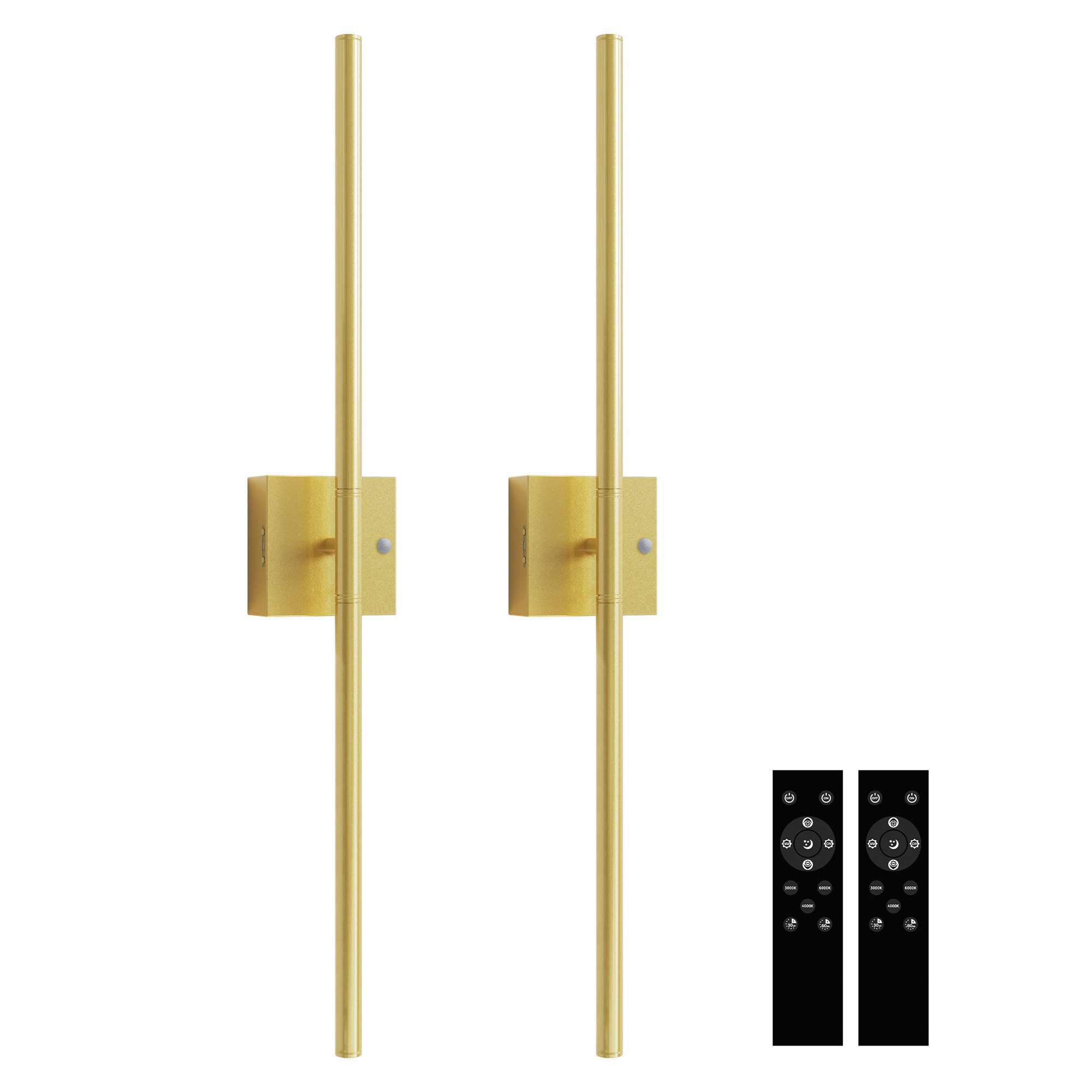 LOHAS-LED Wandleuchte Akku LED Wandleuchte Linear Gold 72 cm, 3 CCT dimmbar, Nachtlicht / Timer / Helligkeit anpassen / Bewegungssensor, LED fest integriert, Warmweiß, Tagesweiß, Kaltweiß, Touch & Fernbedienung, 10000mAh Batterie mit Sensor