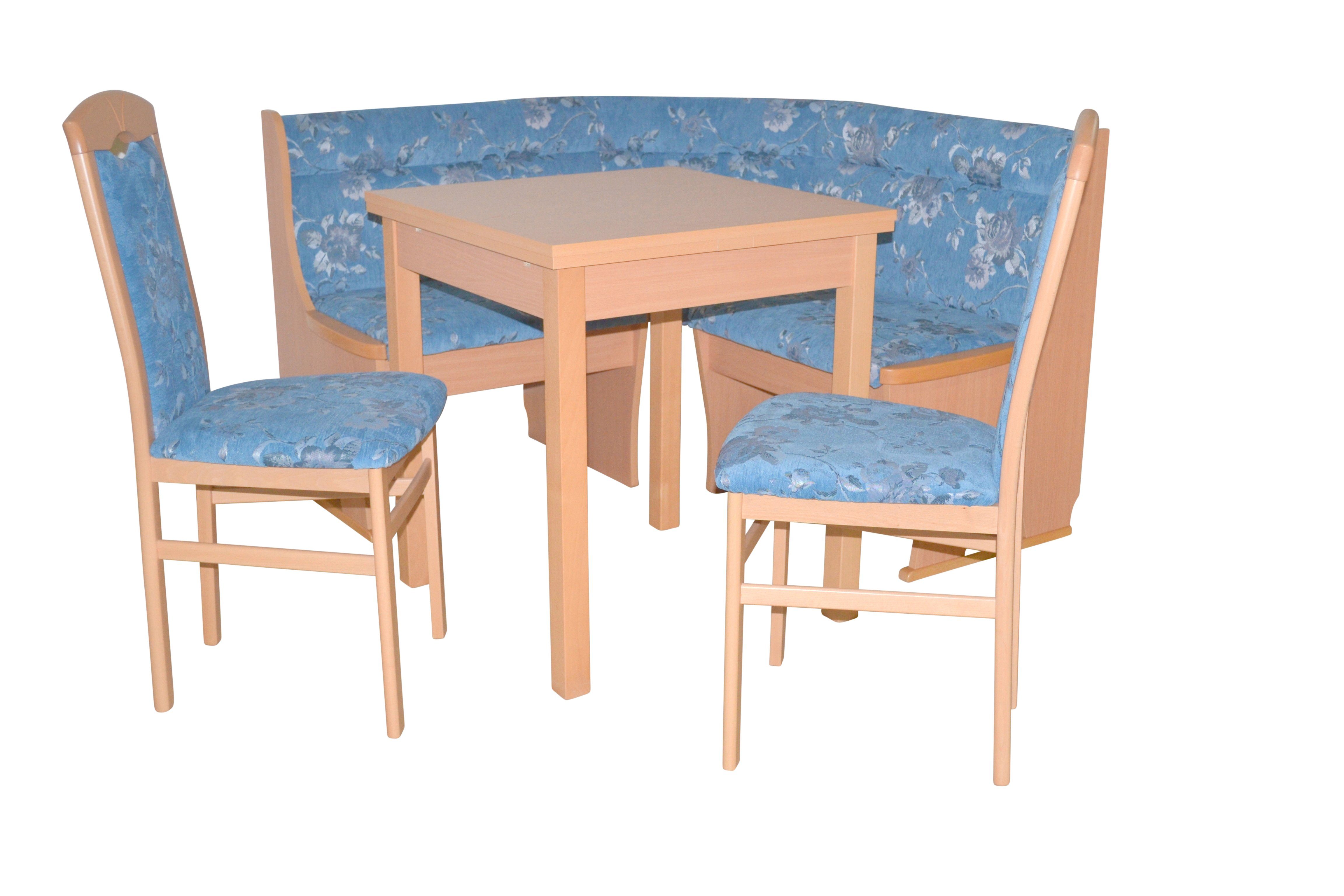 Sitzflächen hochwertiger Eckbankgruppe (Spar-Set, Gasdruckfeder Anja, moebel-direkt-online 4tlg-Set), mit blau