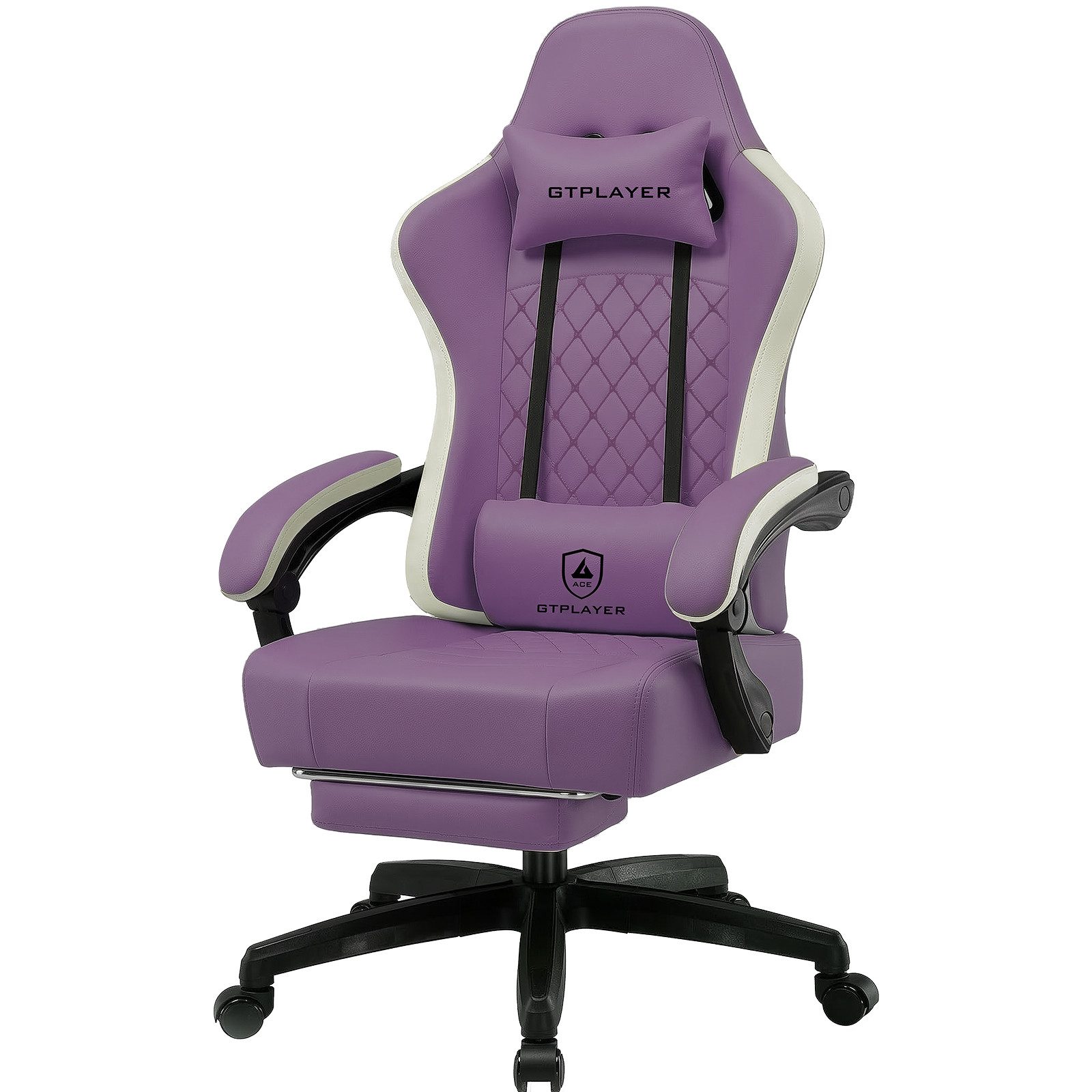 GTPLAYER Gaming-Stuhl Ergonomischer Gaming Sessel Schreibtischstuhl aus Stoff/Kunstleder (Pacekung), Federsitzkissen mit Fußstütze