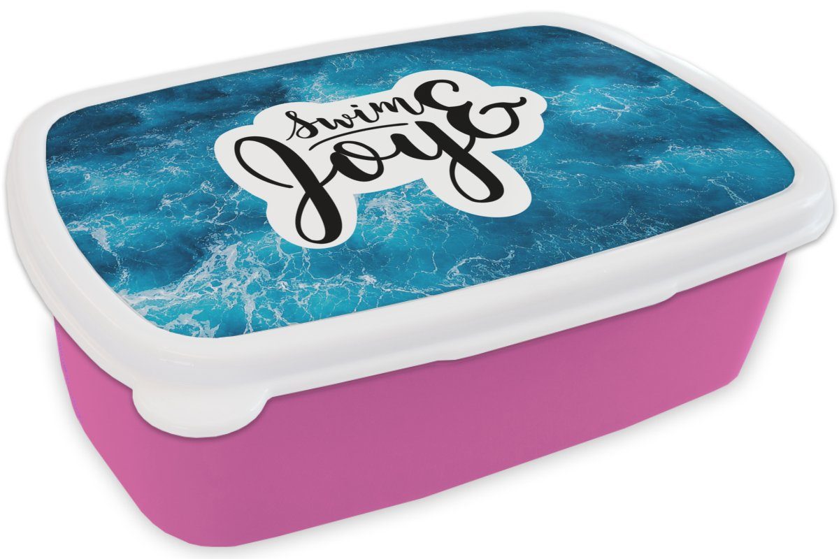 MuchoWow Lunchbox Meer - Wellen Kunststoff (2-tlg), Kinder, Brotdose Snackbox, Erwachsene, Mädchen, Zitate, für rosa - Kunststoff, Brotbox