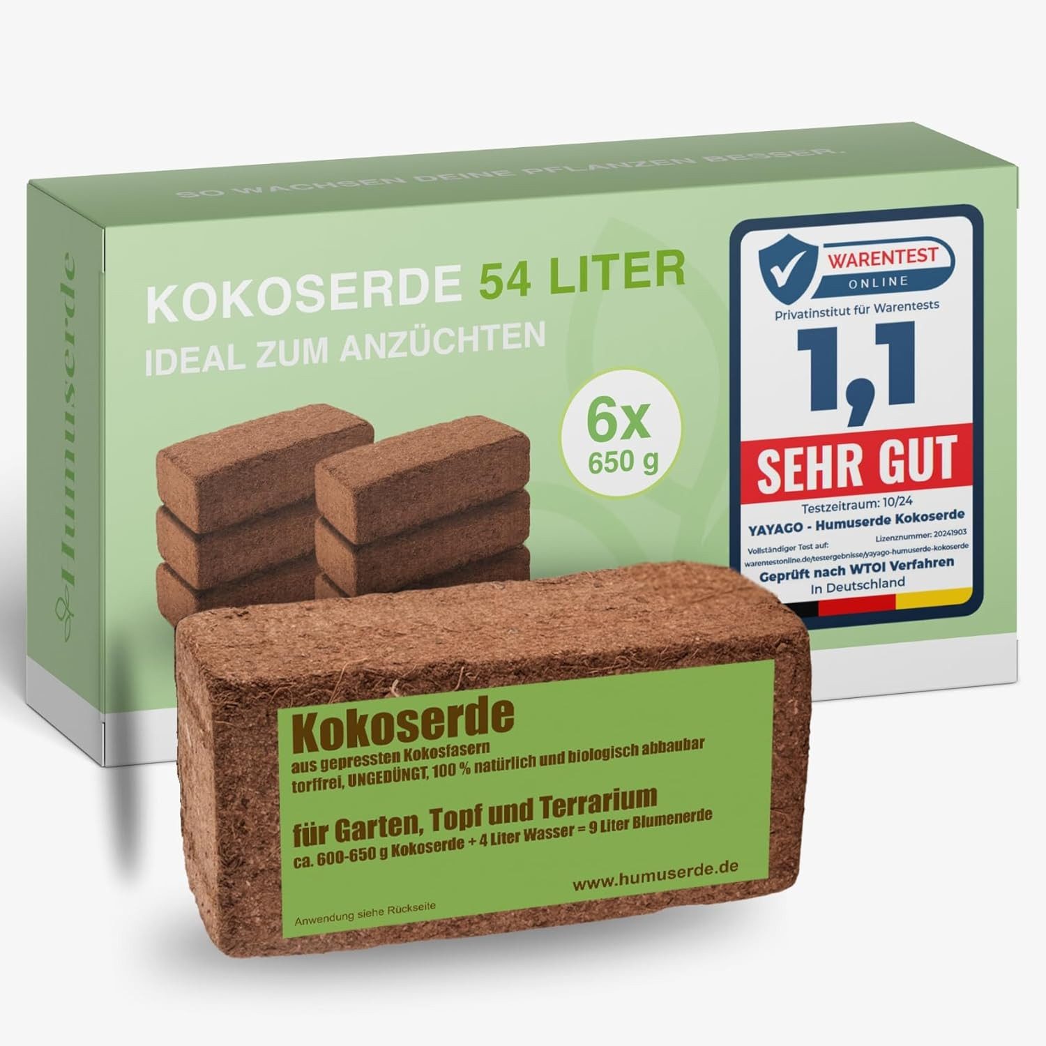 yayago Blumenerde yayago Kokoserde Humuserde gepresste Blumenerde Ziegel Terrarium, Gepresste Kokoserde für 9, 18, 54, 90, 108 oder 216 Liter Erde