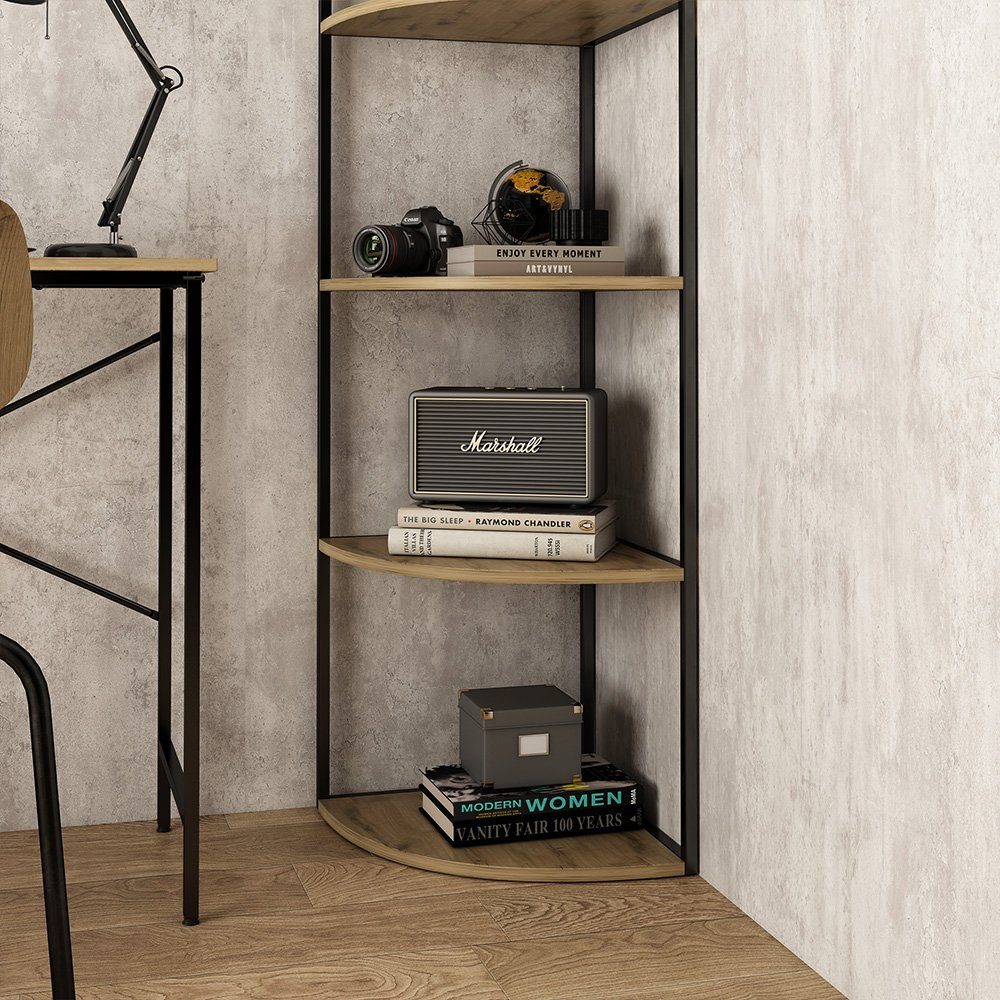 Vicco Eckregal Fyrk, Eiche/Schwarz, 40 x 180 cm 5 Ebenen günstig online kaufen