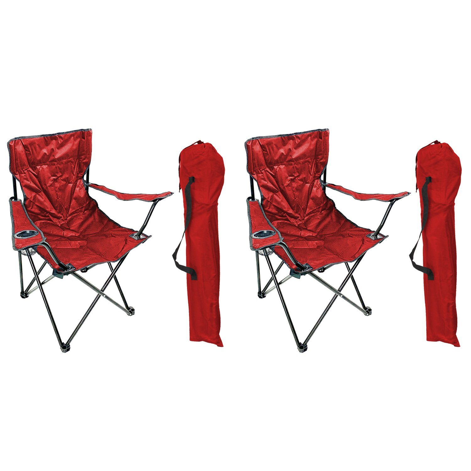 Mojawo Klappstuhl 2er Anglersessel Campingstuhl Outdoorstuhl Getränkehalter Tasche Rot
