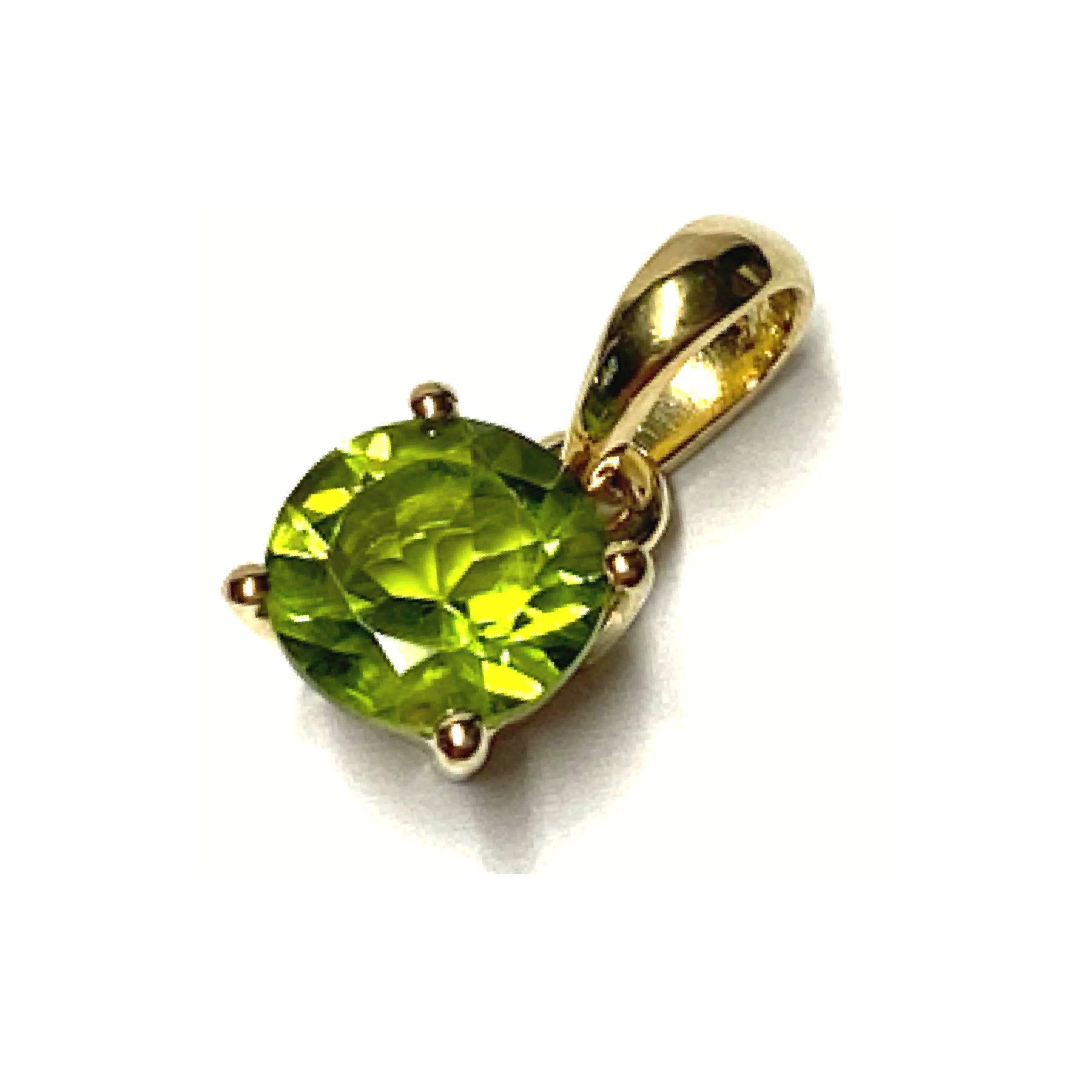 Kettenanhänger Anhänger 925/- vergoldet Peridot rund facettiert Kettengleiter