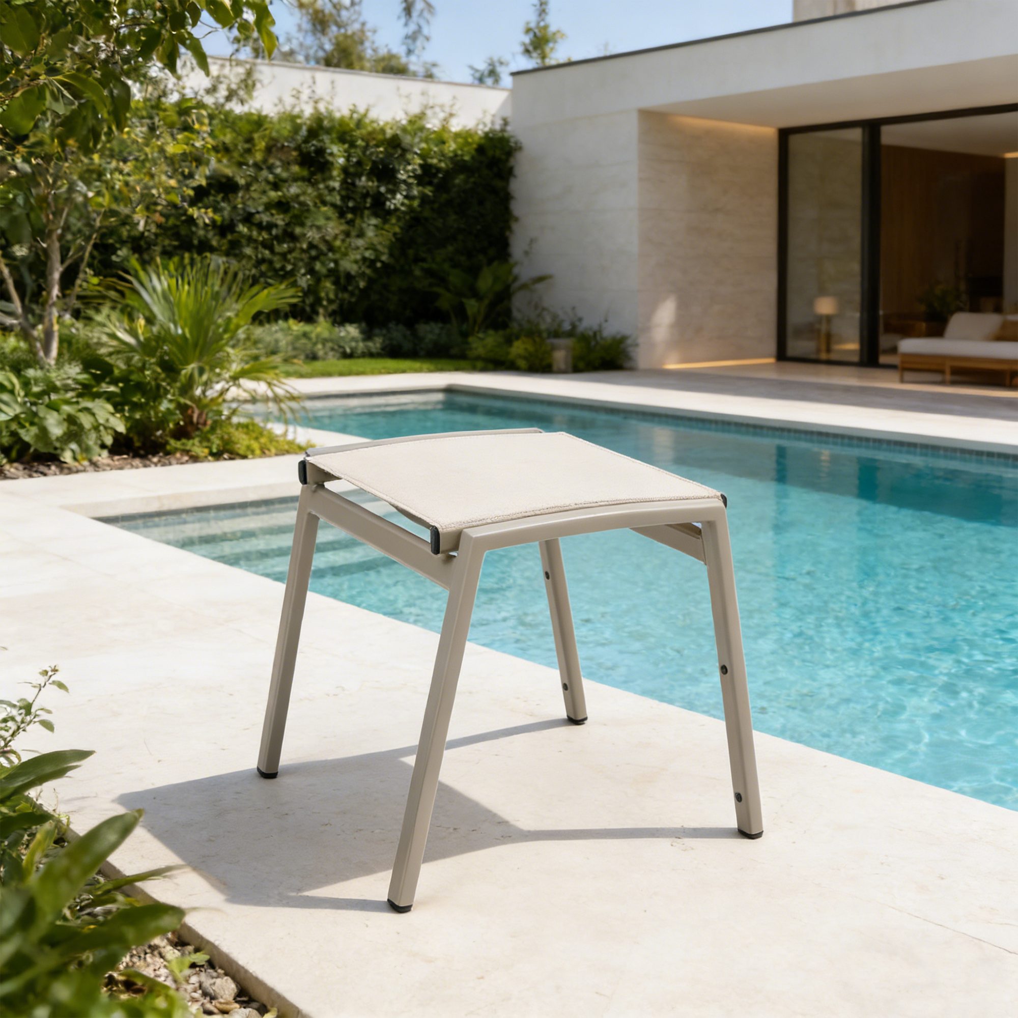 MANDALIKA Garden Gartenlounge-Hocker Aluminium / Sling-Textilen Hocker Avantage