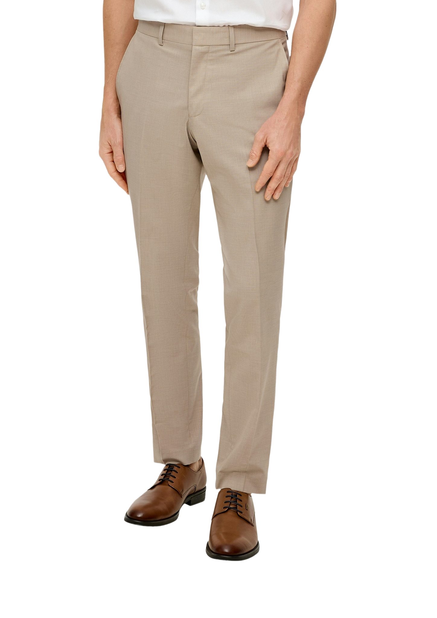 s.Oliver BLACK LABEL Stoffhose natur,Business,Polyester,Unifarben,Slim Fit,Mittel