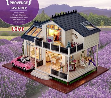 Cute Room 3D-Puzzle DIY holz Miniature Haus Puppenhaus Villa Provence, Puzzleteile, 3D-Puzzle, Miniaturhaus, Maßstab 1:32, Modellbausatz zum basteln