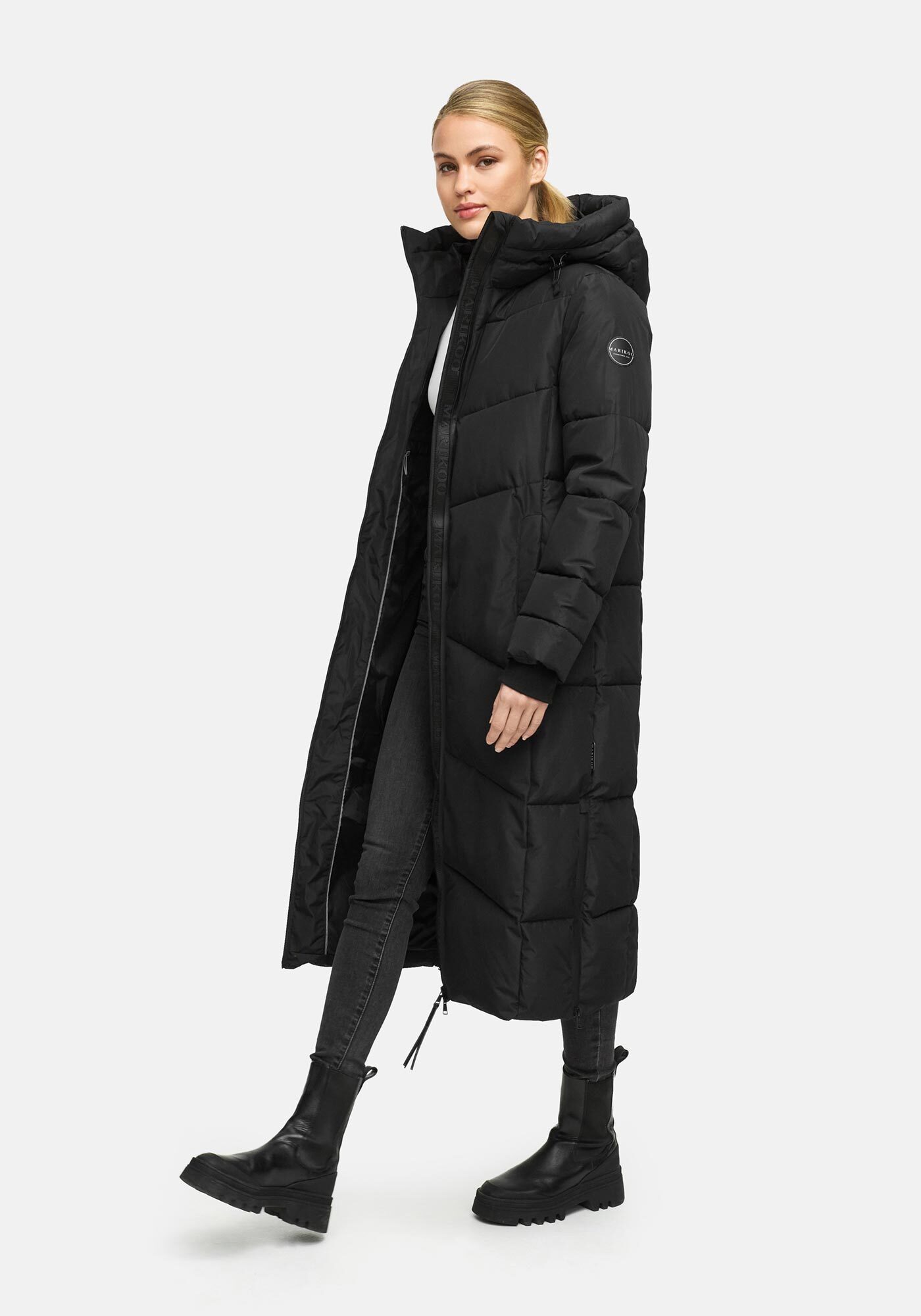 Marikoo Winterjacke Firella extra lange Passform mit seitlichen Schlitzen