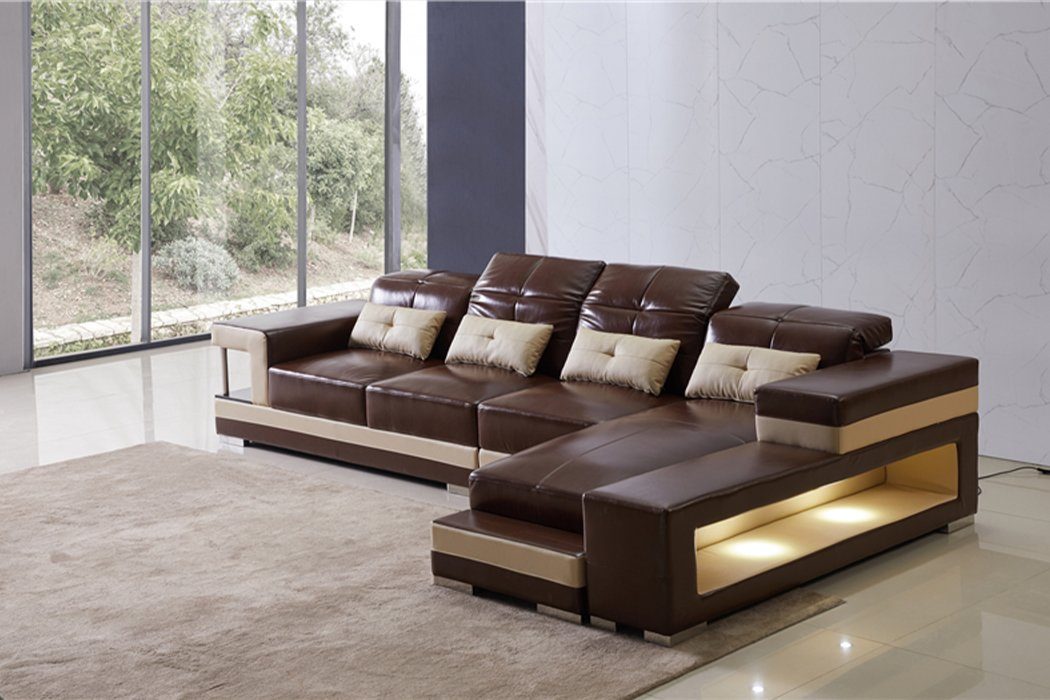 JVmoebel Ecksofa Ecksofa Leder Wohnlandschaft Garnitur Design Modern Sofa, Made in Europe