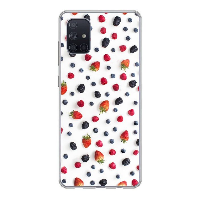 MuchoWow Handyhülle Rote Früchte - Heidelbeere - Erdbeere Phone Case Handyhülle Samsung Galaxy A71 Silikon Schutzhülle