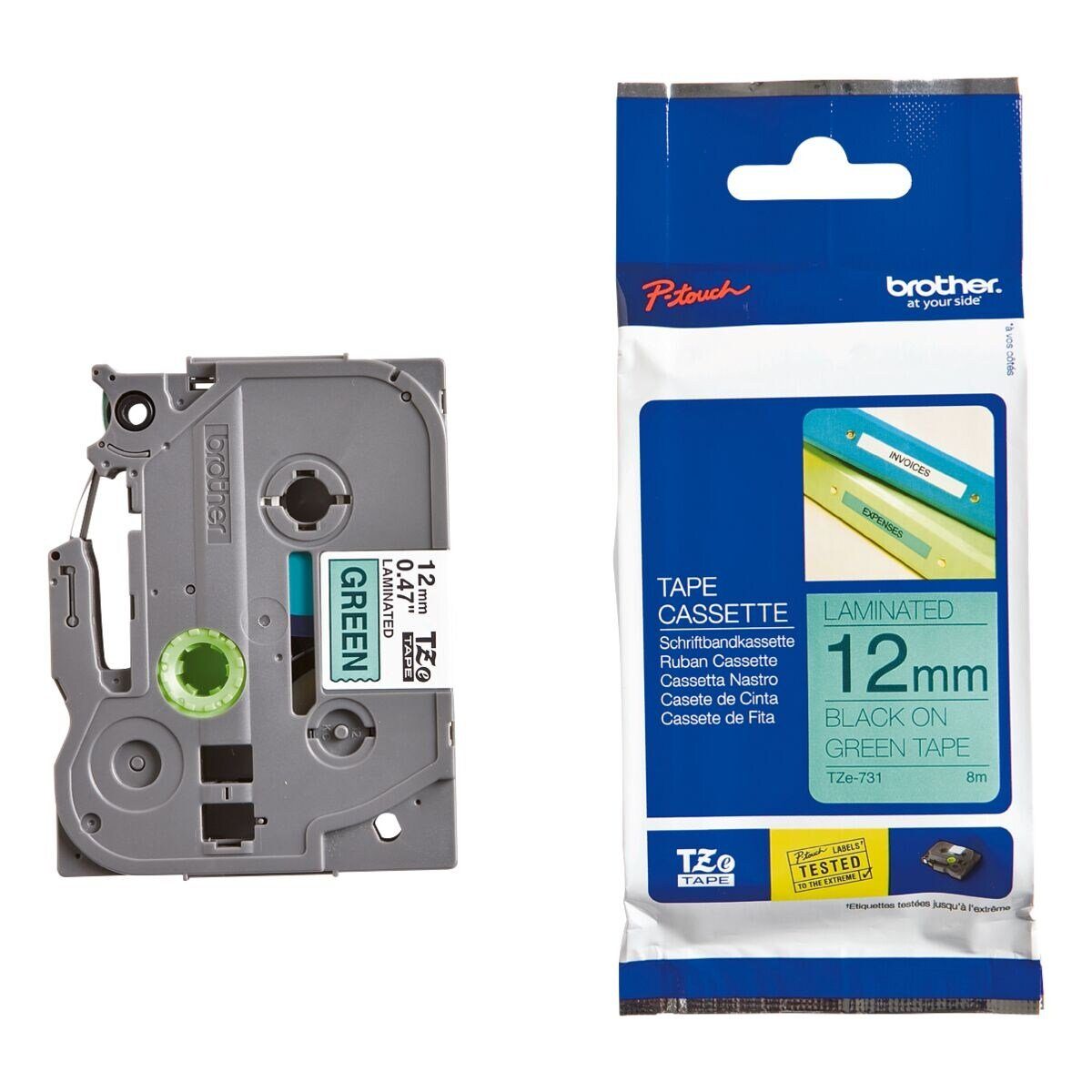 Brother Beschriftungsband TZe, 12 mm x 8 m, 12,00 mm x 8,00 m, laminiert