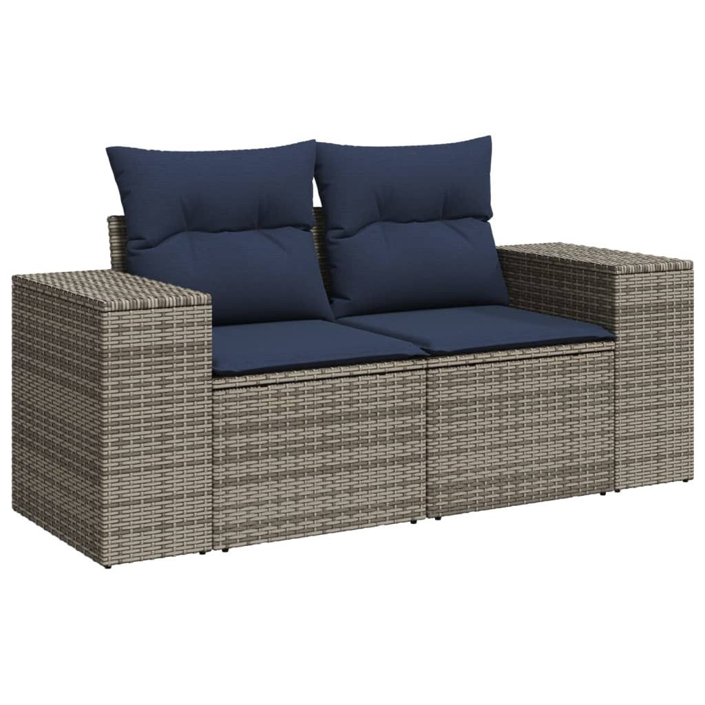 vidaXL Sofaelement 3-teiliges Gartensofa-Set mit Kissen, grau, Polyrattan (1 St)