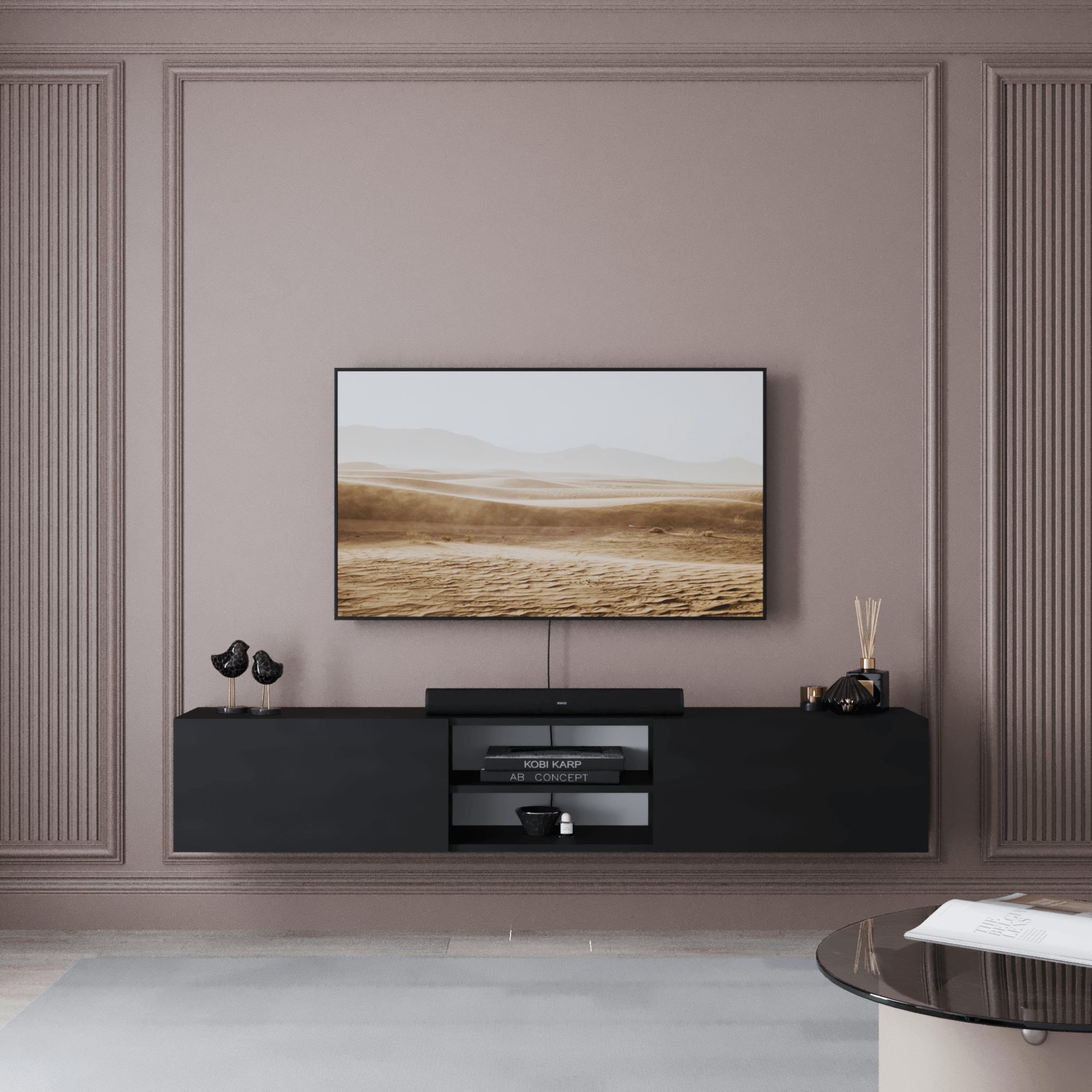 BDR Smart Home Art Lowboard Waco TV Lowboard 180 cm, 2 Türen Wandmontage Modernes Design – Bild 3 von 5