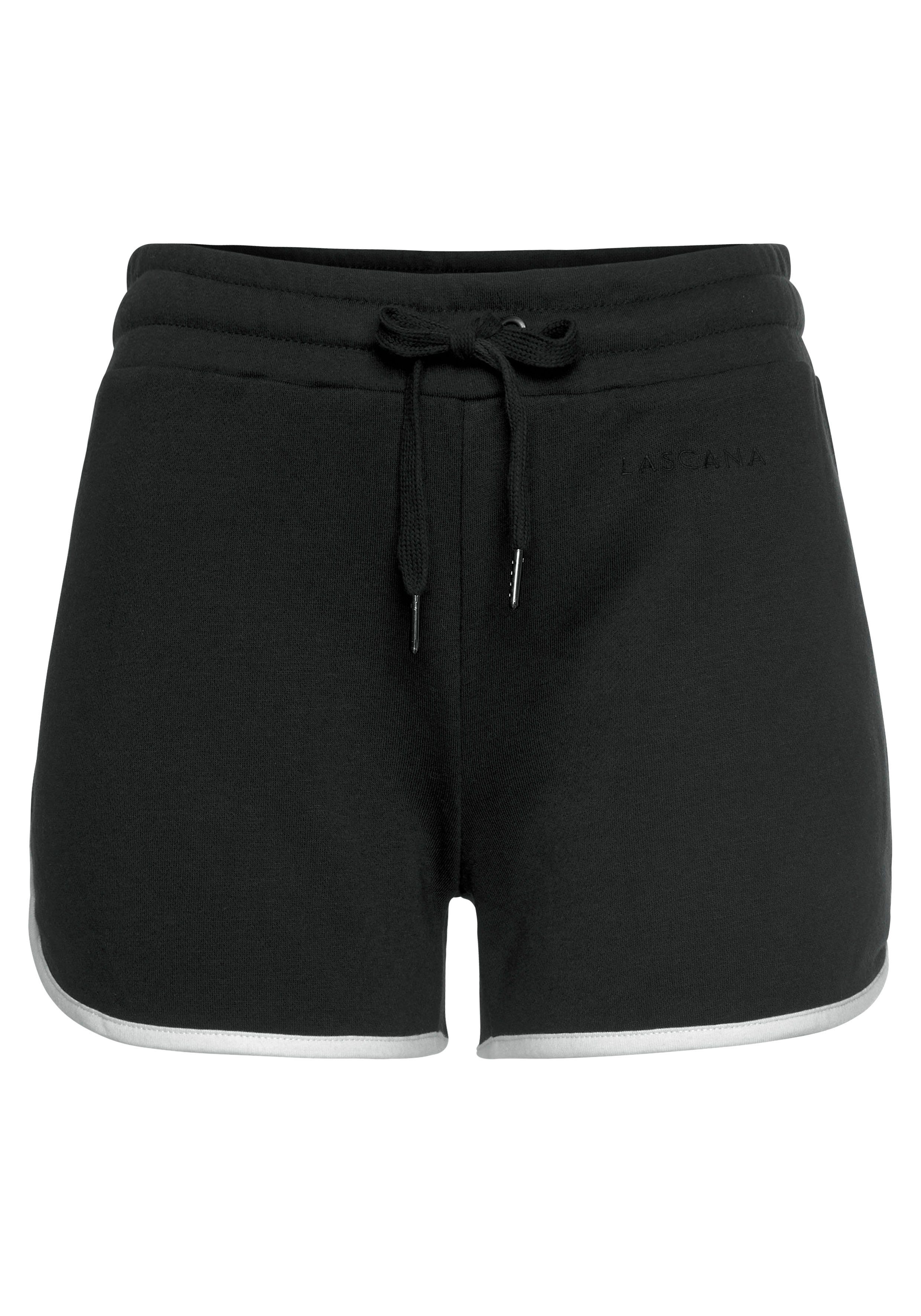 Kontrastpaspeln, Relaxshorts schwarz LASCANA mit Loungeanzug