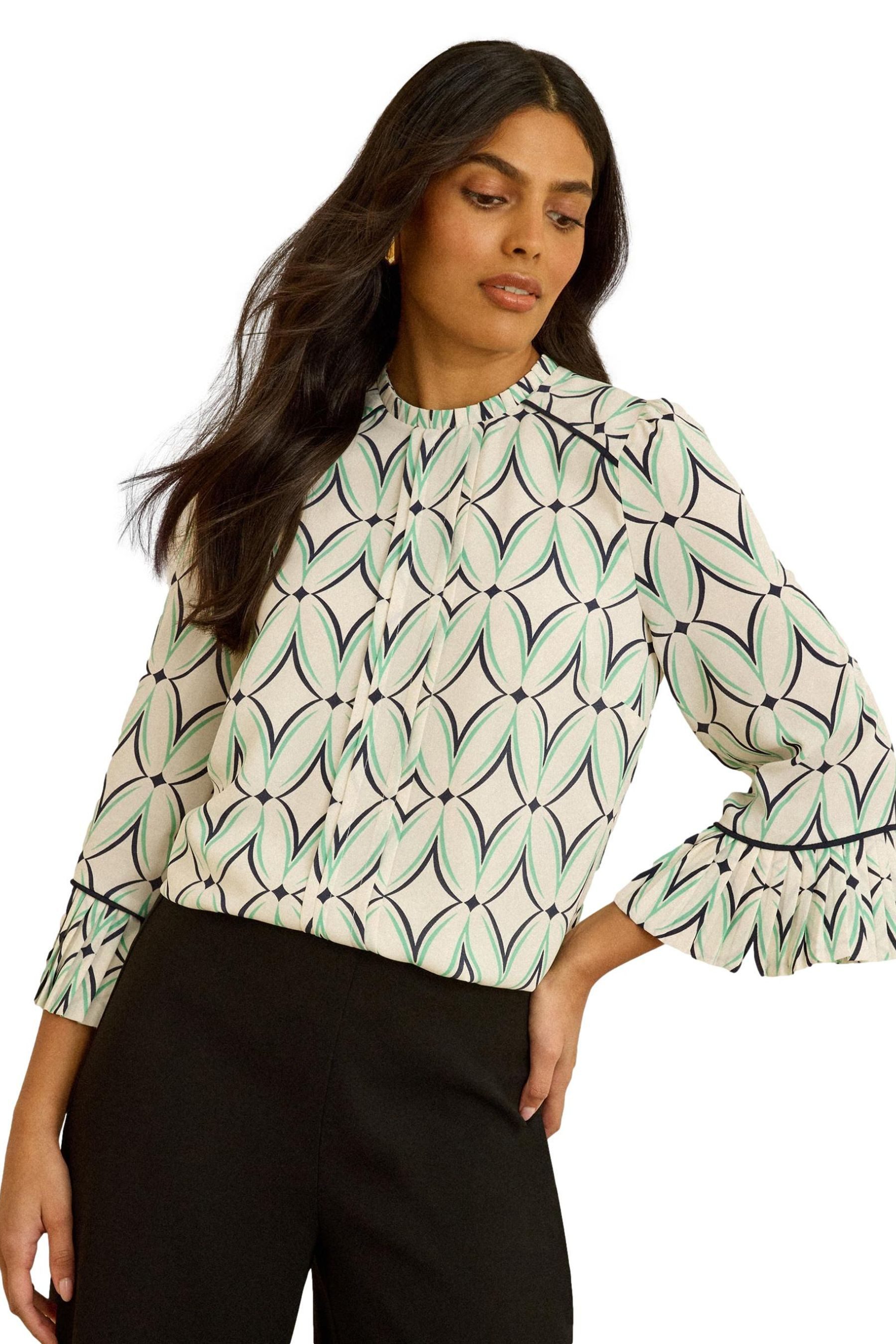 Love & Roses Langarmbluse Love & Roses Bluse mit Plisse und Trompetenärmeln günstig online kaufen