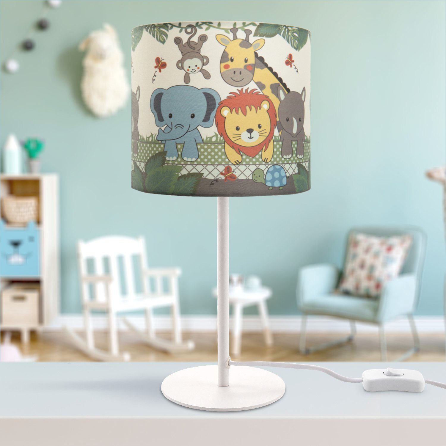 Leuchtmittel, Home LED Lampe Diamond Paco Kinderlampe Kinderzimmer Tischleuchte 634, E14 Tischleuchte Dschungel-Tiere, ohne