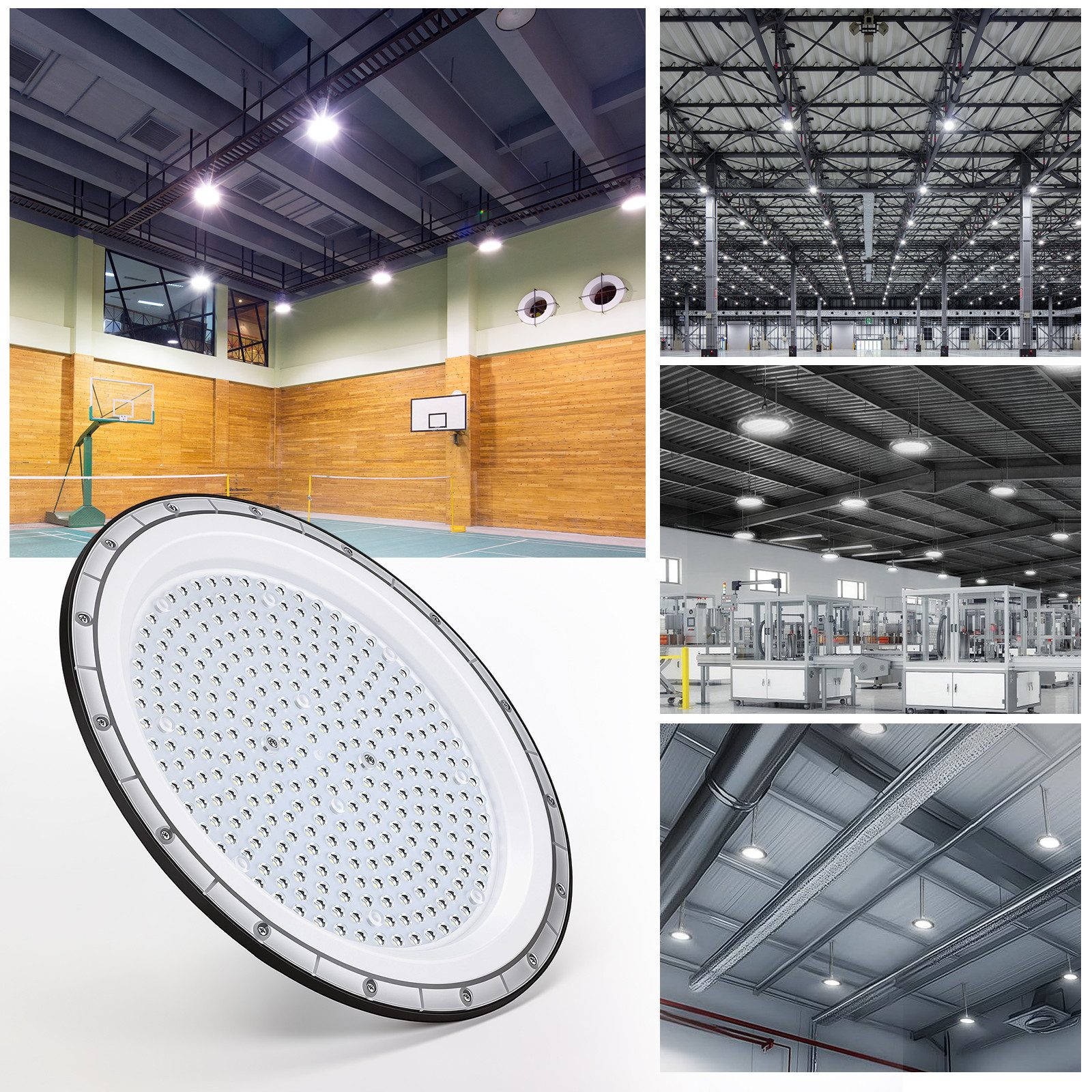 oyajia Deckenleuchte 200W LED Werkstatt Deckenleuchte 20000lm Superhelle UFO-Industrielampe, LED fest integriert, ‎Kaltweiß, 7000K LED-Strahler für Fabriken, Garagen, Lagerhallen, Baustelle
