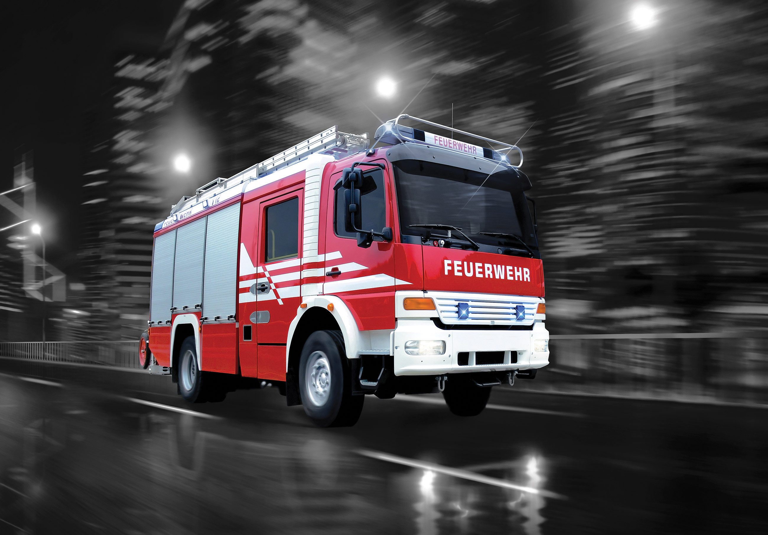 Wallarena Fototapete Kinderzimmer Jungen Feuerwehr Auto Vlies Tapete Vliestapete 250x166, Glatt Vlies, Kinder, (5 St), Tapete inklusive Kleister Vliestapete Motivtapete